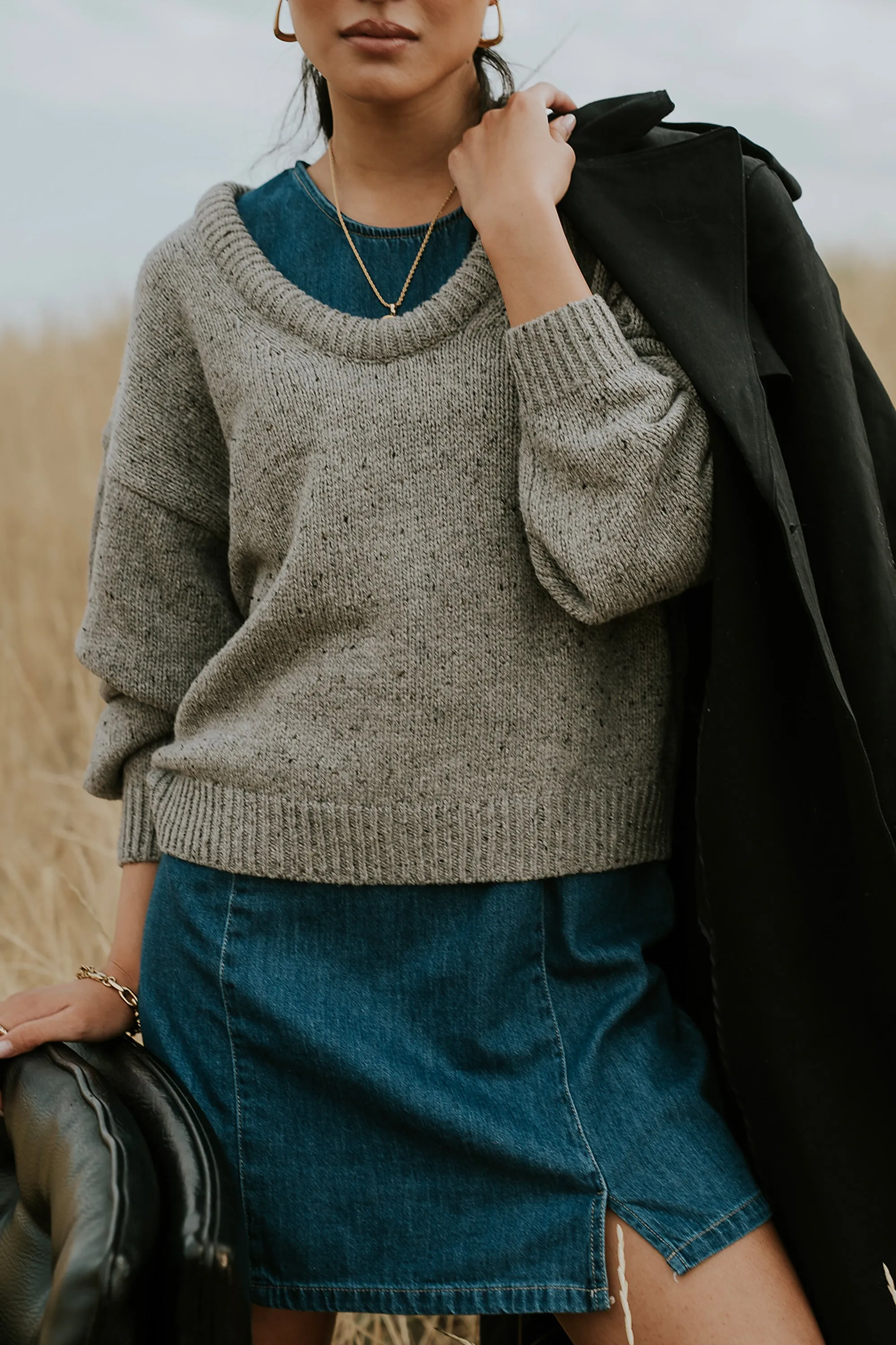 Fern Relaxed Sweater in Grey sold by bohme