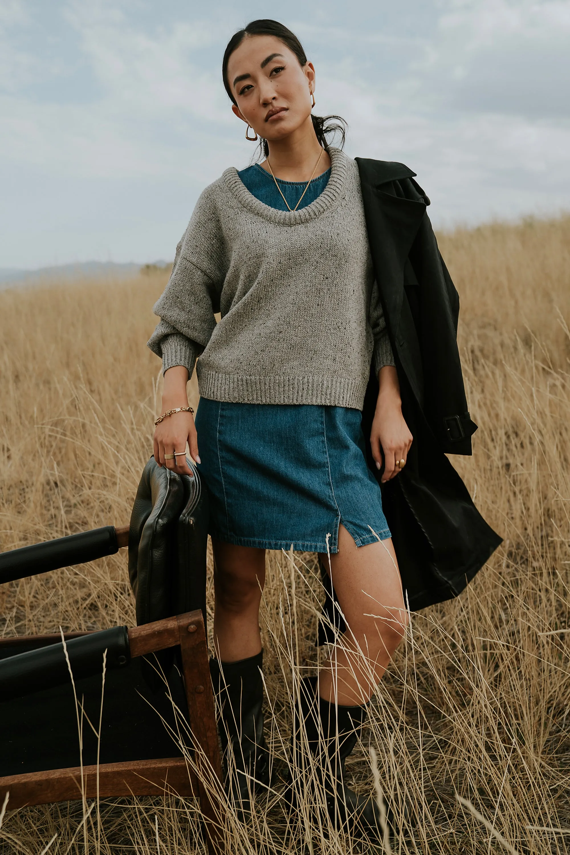 Fern Relaxed Sweater in Grey sold by bohme product image thumbnail 2