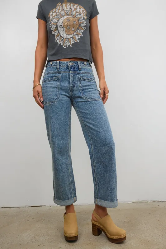 Amber Wide Leg Jeans in Medium Wash sold by bohme