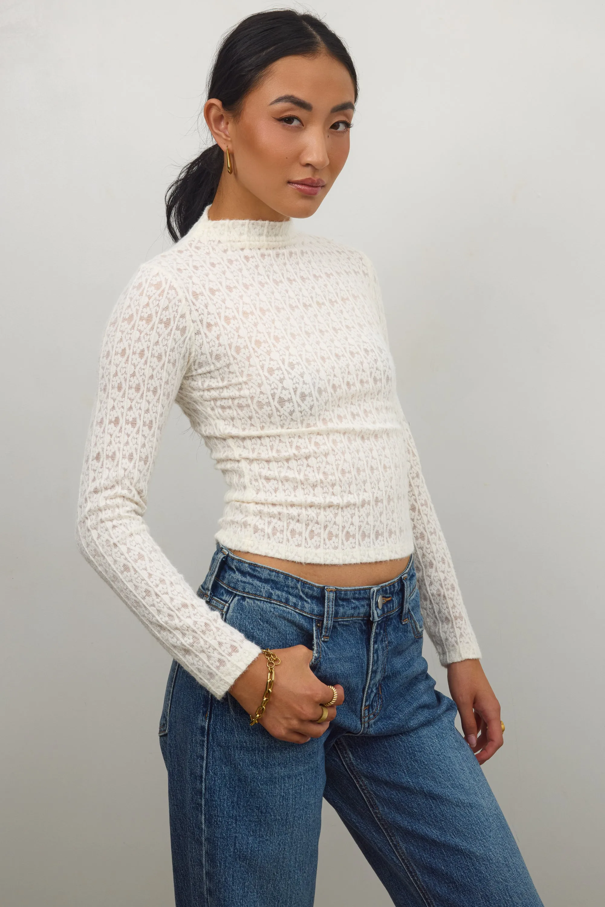 Luna Sheer Top in Ivory sold by bohme product image thumbnail 2