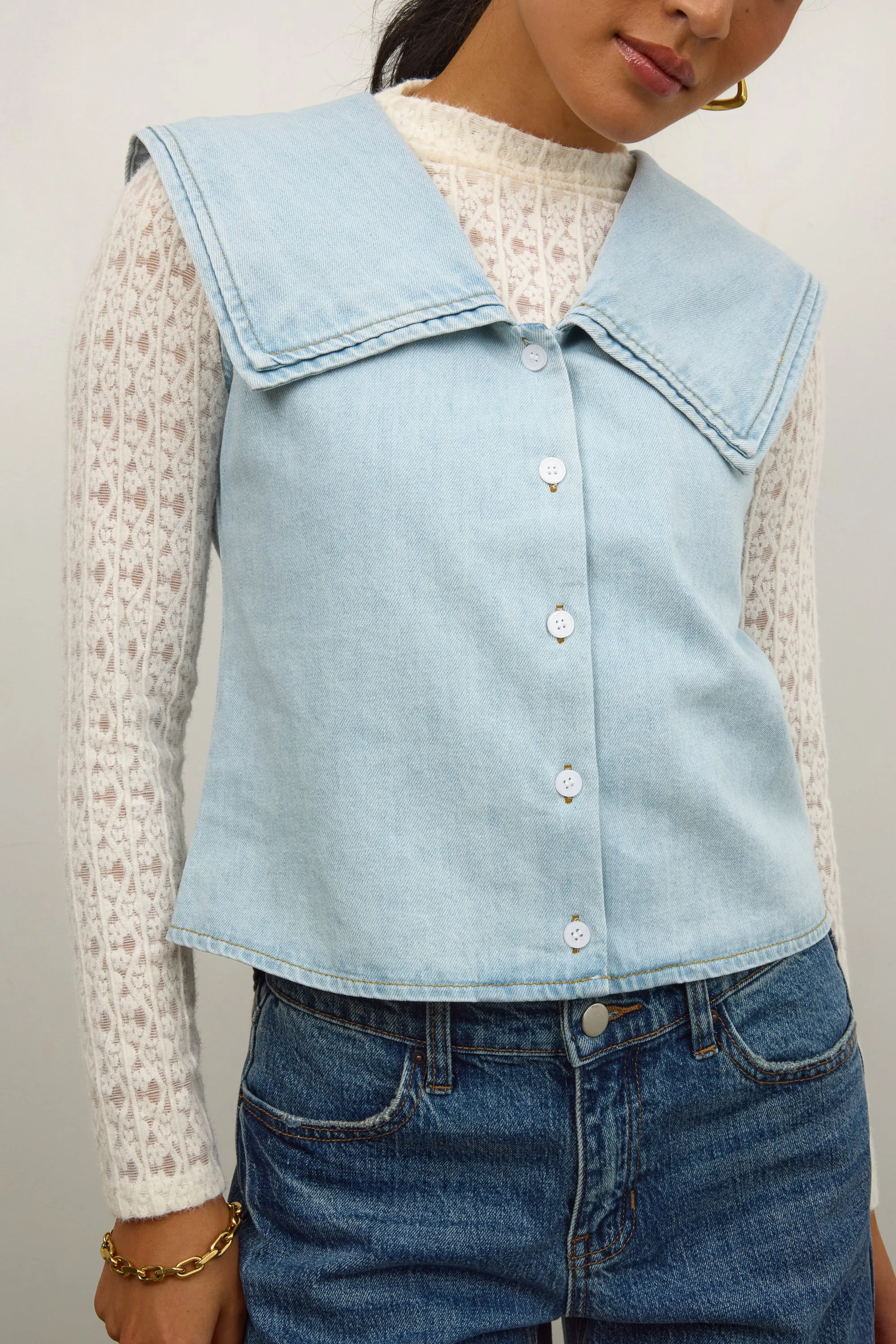 Luna Sheer Top in Ivory sold by bohme product image thumbnail 5