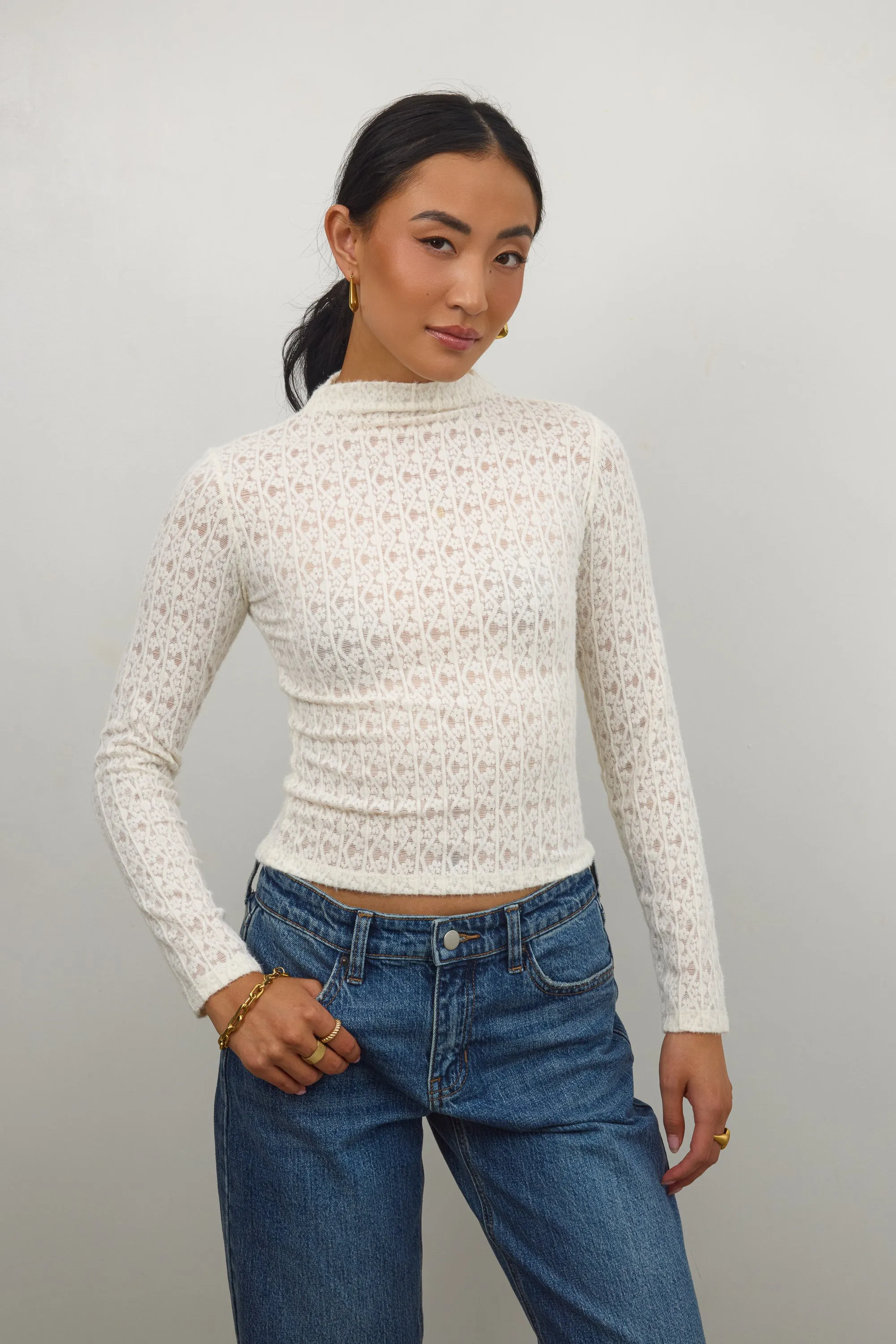 Luna Sheer Top in Ivory sold by bohme product image thumbnail 4
