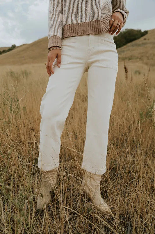 Amber Wide Leg Jeans in Cream sold by bohme