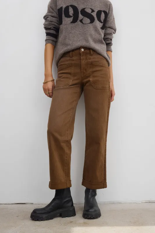 Amber Wide Leg Jeans in Brown sold by bohme