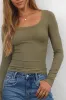 Audrey Ribbed Top in Olive sold by bohme