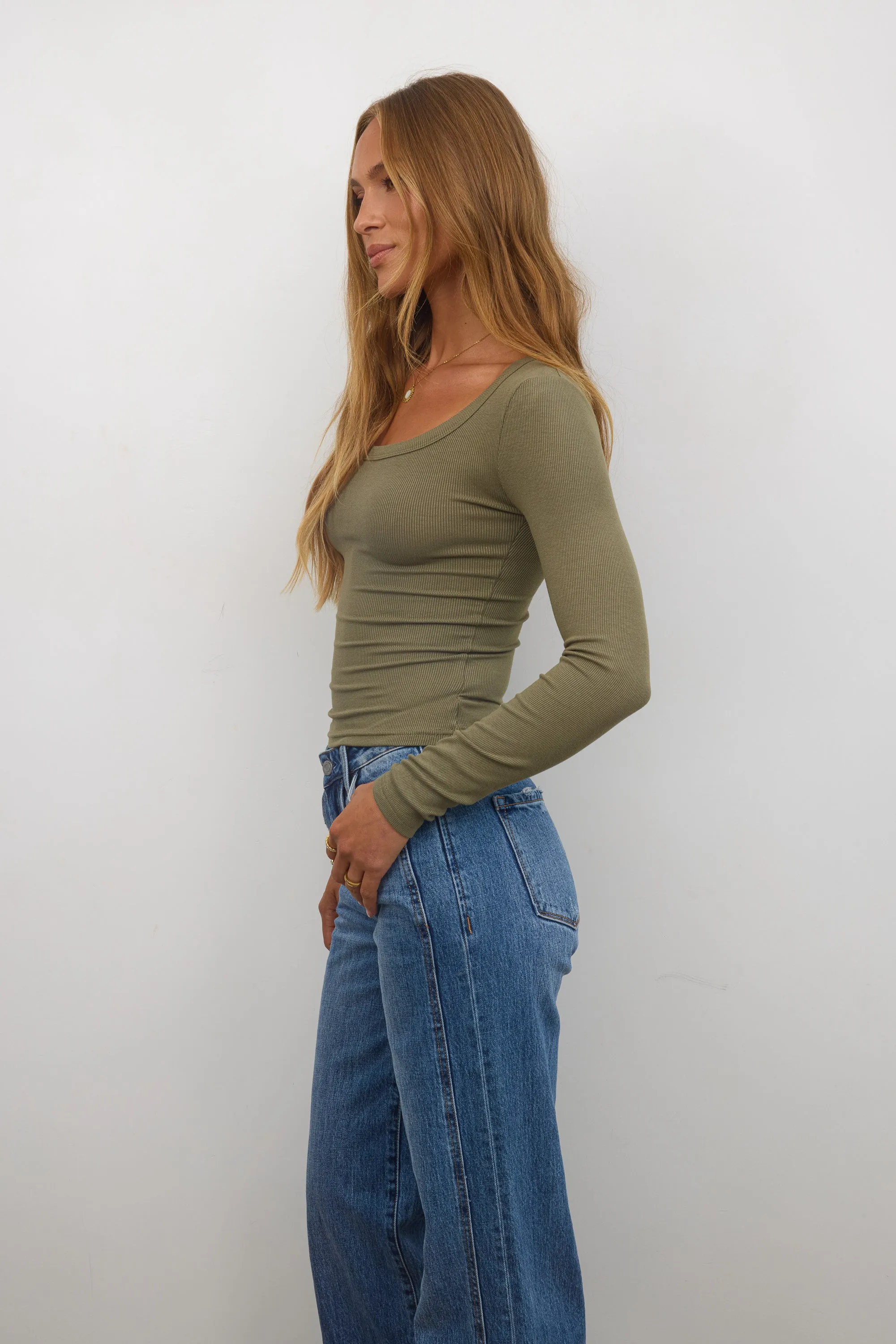 Audrey Ribbed Top in Olive sold by bohme product image thumbnail 5
