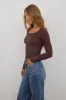 Audrey Ribbed Top in Brown sold by bohme