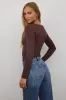 Audrey Ribbed Top in Brown sold by bohme
