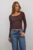 Audrey Ribbed Top in Brown sold by bohme