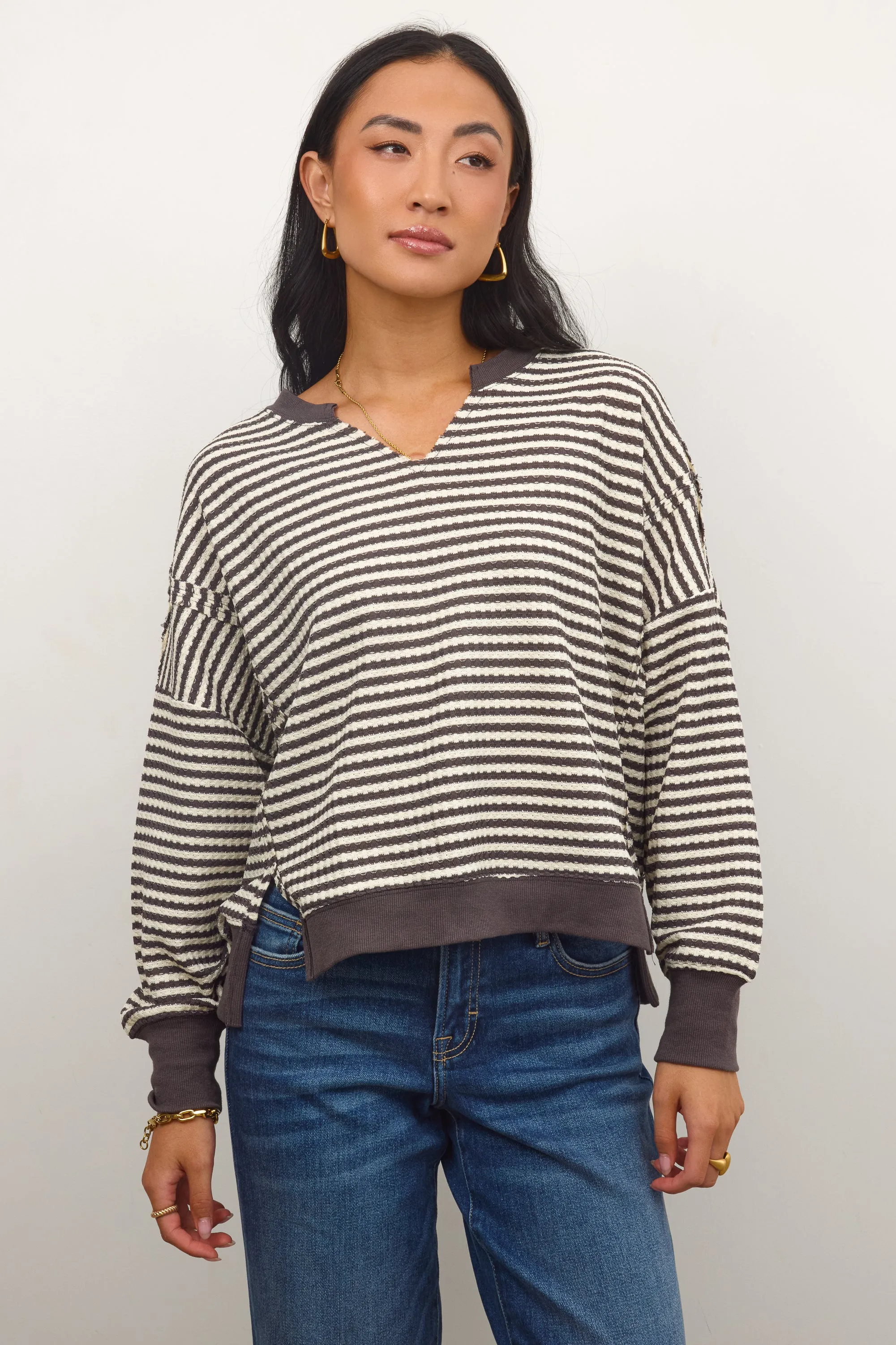 Wells Striped Top in Charcoal sold by bohme product image thumbnail 5