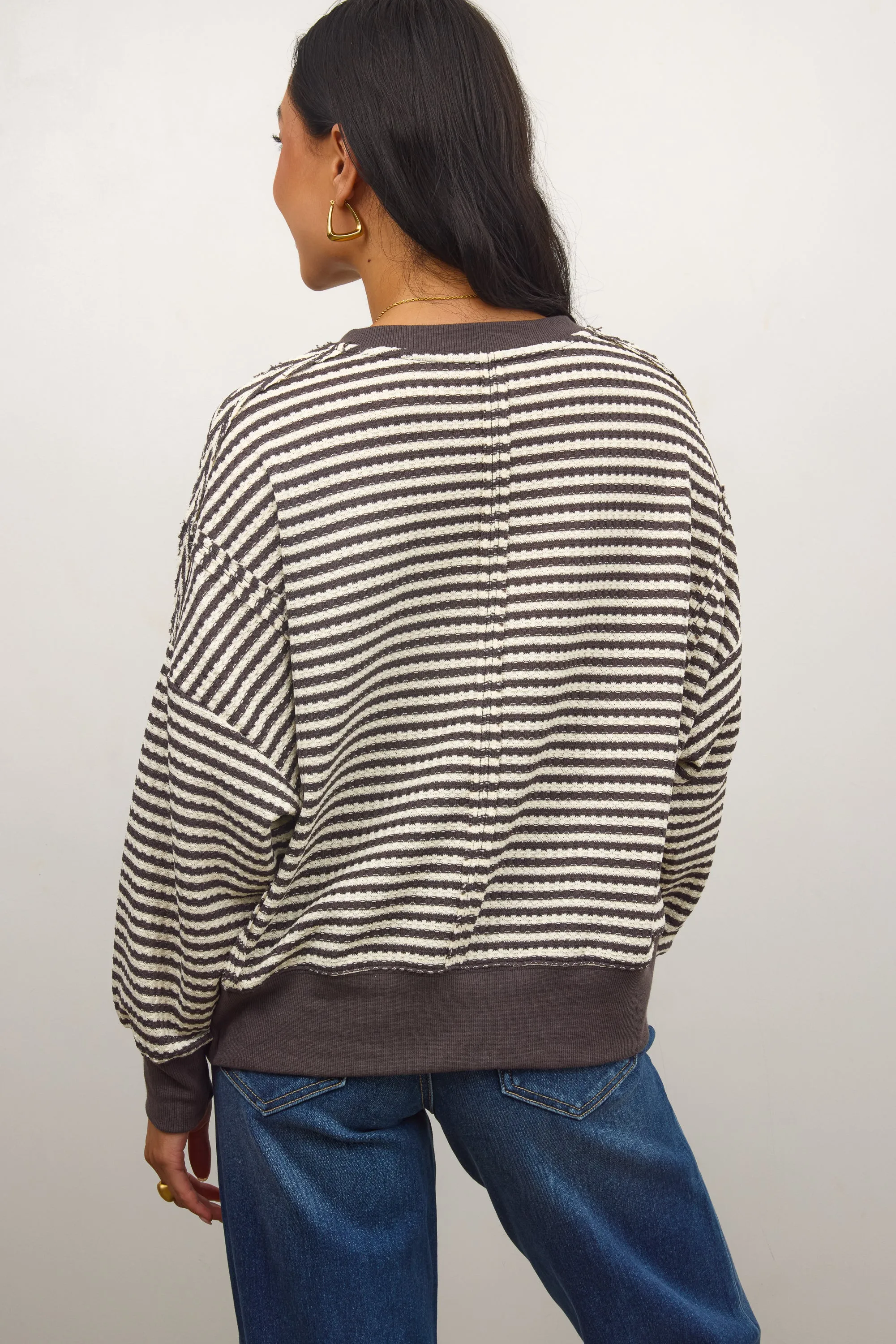 Wells Striped Top in Charcoal sold by bohme product image thumbnail 3