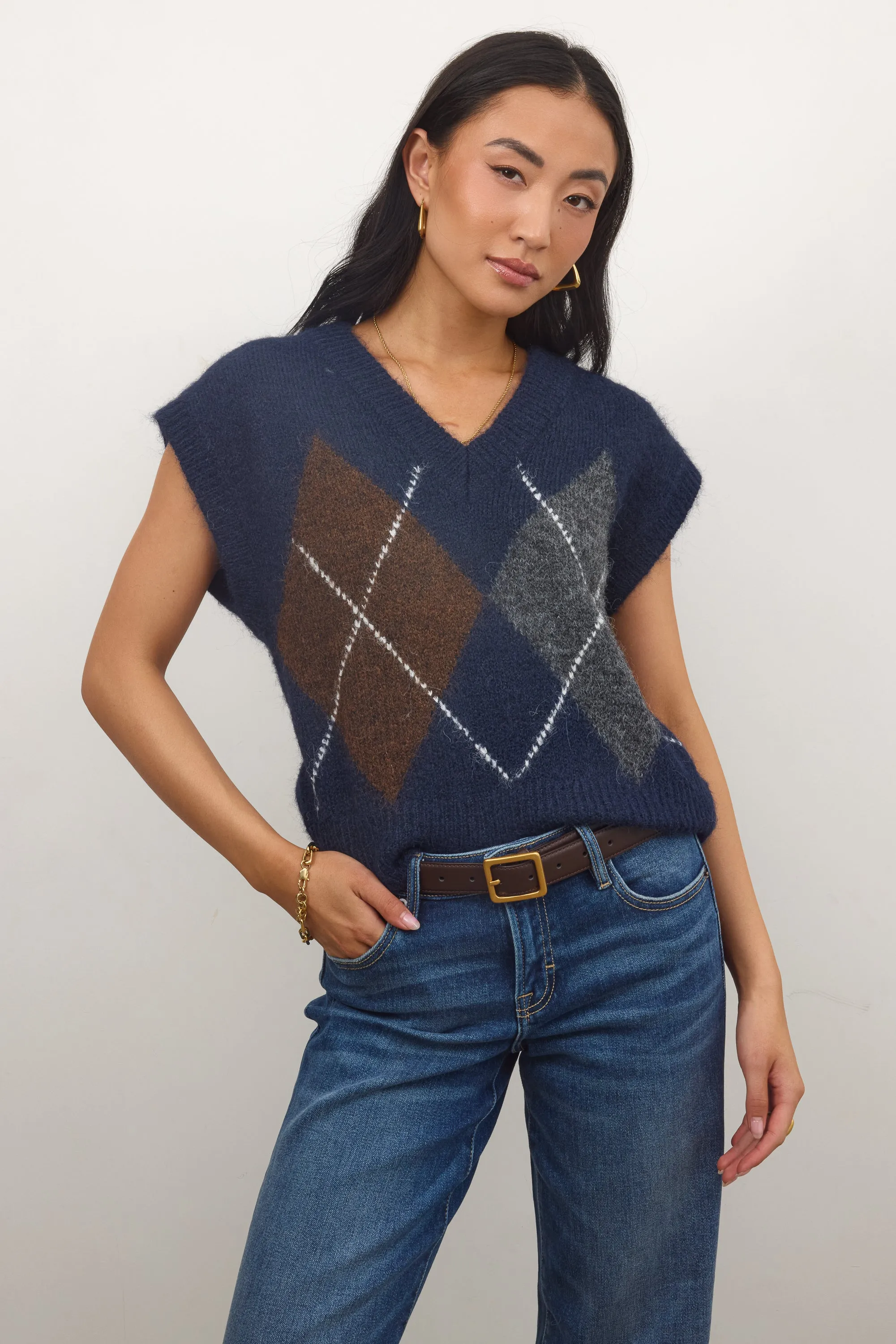 Jessie Sweater Vest in Navy sold by bohme