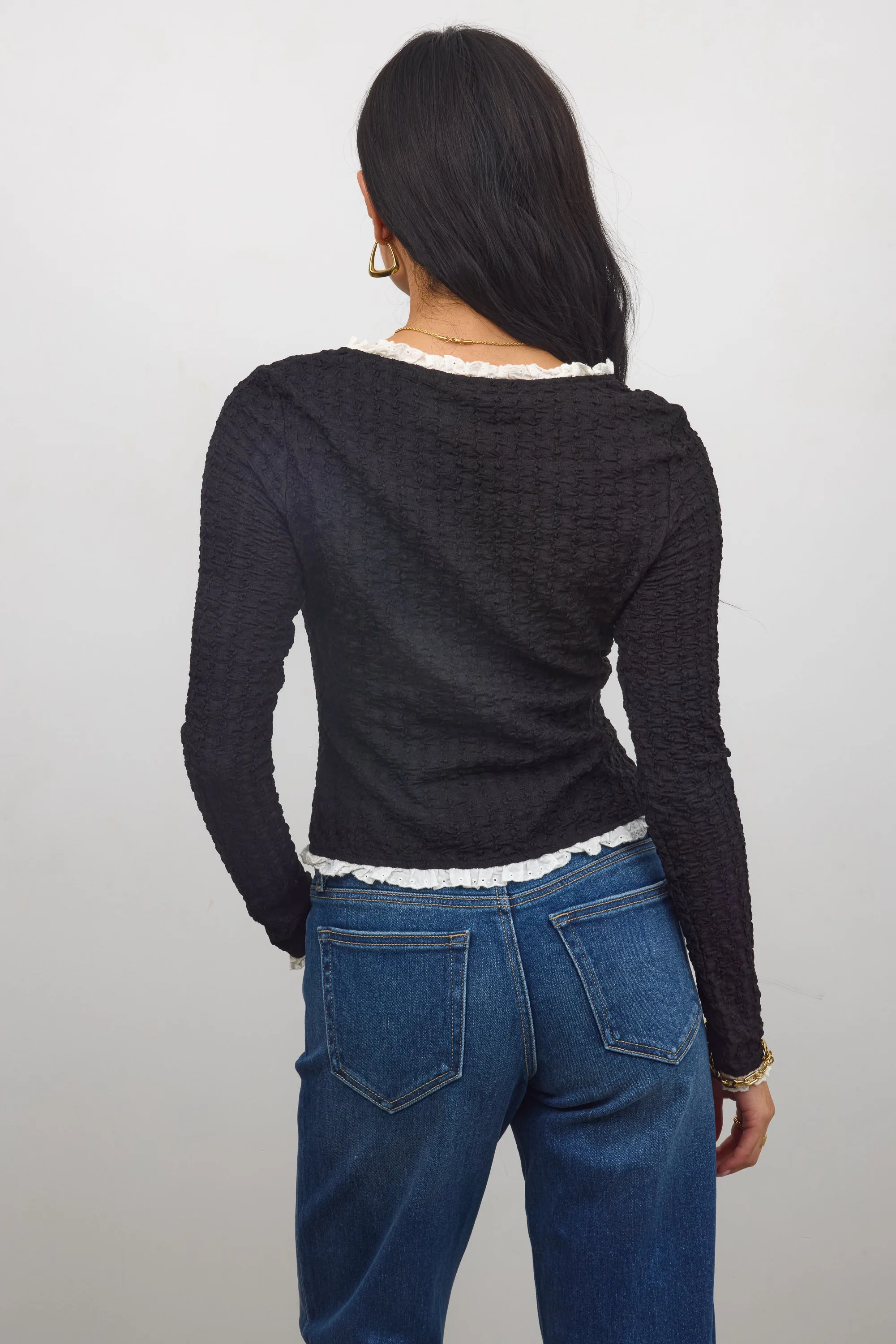 Sierra Lace Trim Blouse in Black sold by bohme product image thumbnail 5