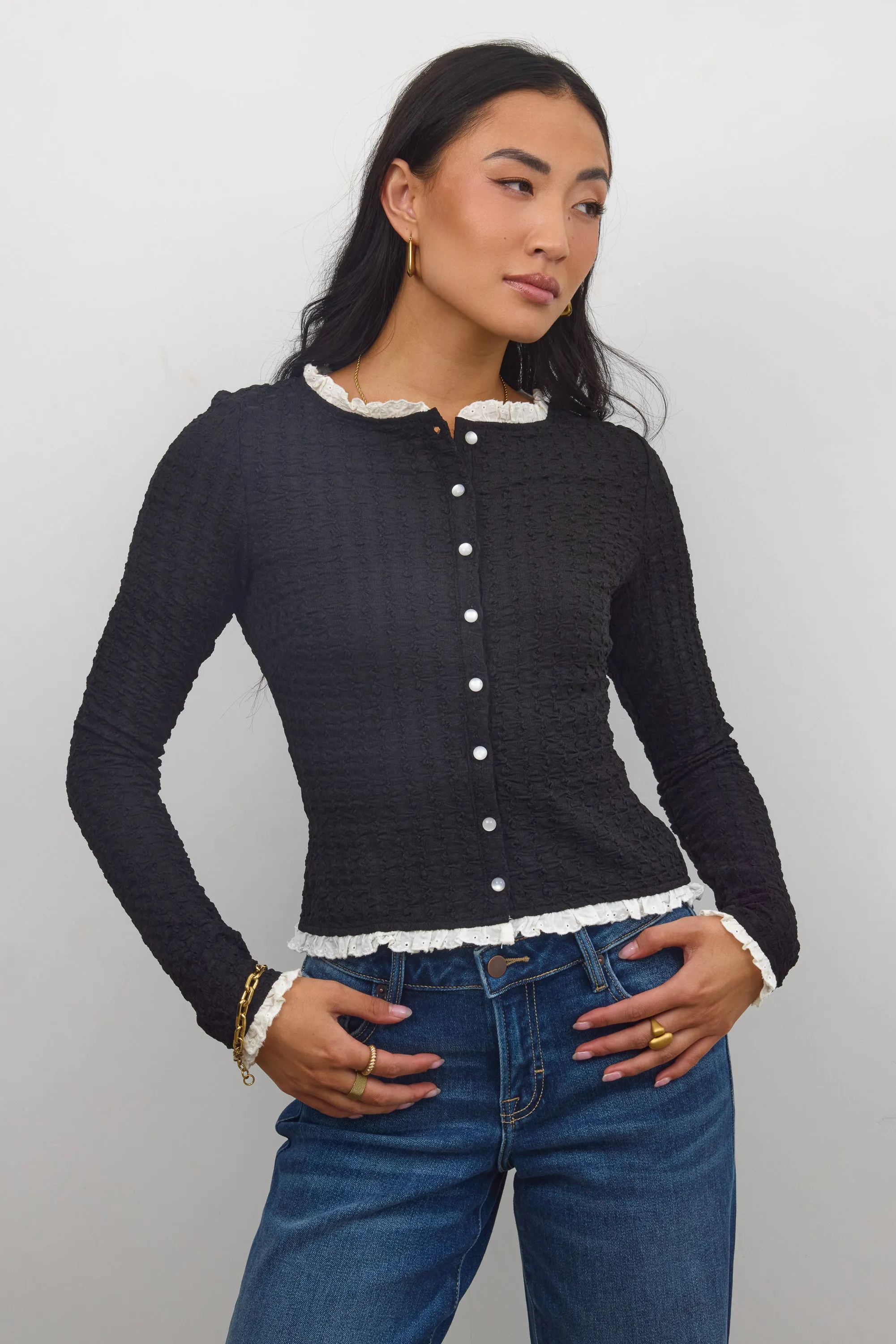 Sierra Lace Trim Blouse in Black sold by bohme product image thumbnail 2