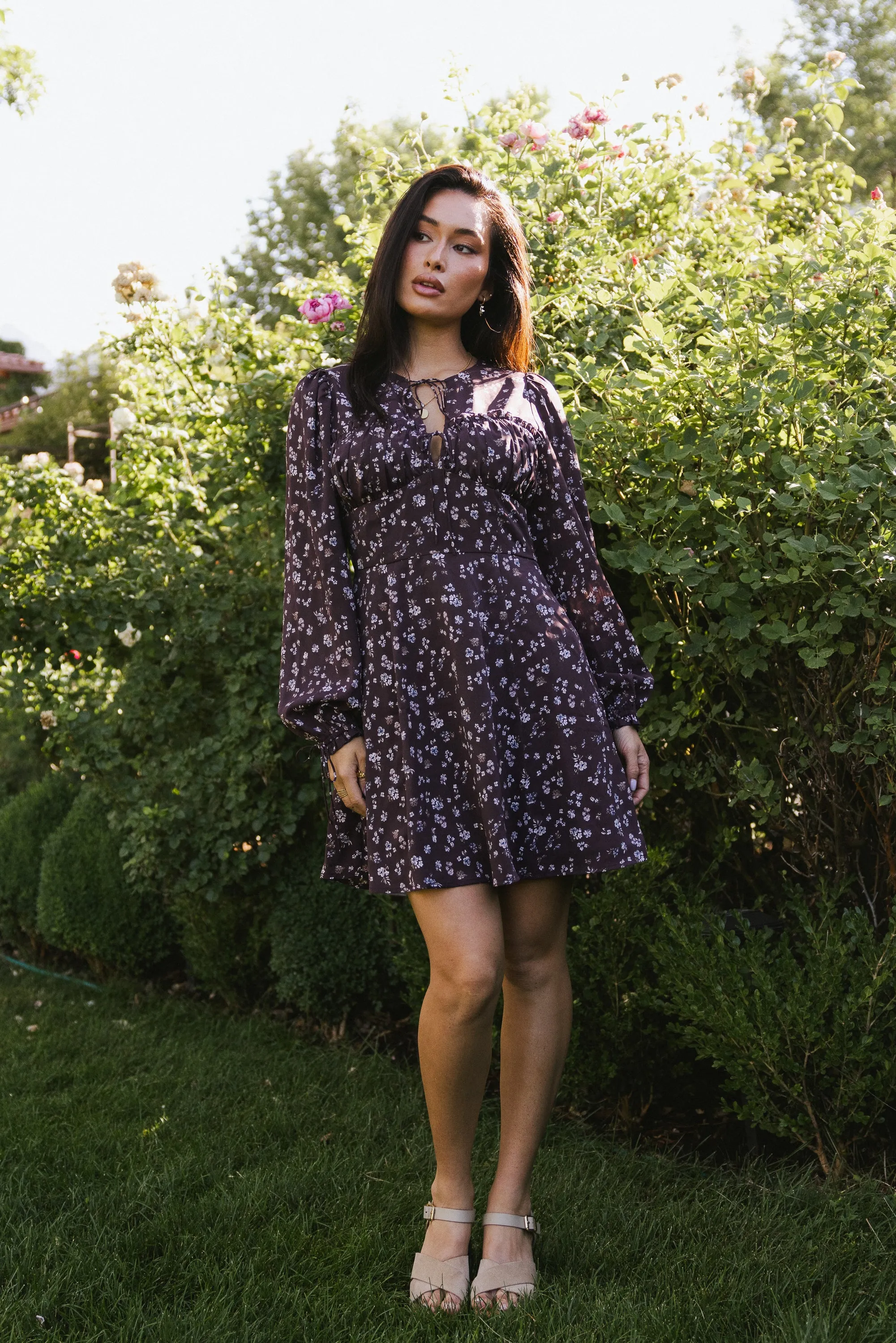 Myles Floral Mini Dress in Burgundy - FINAL SALE sold by bohme product image thumbnail 5