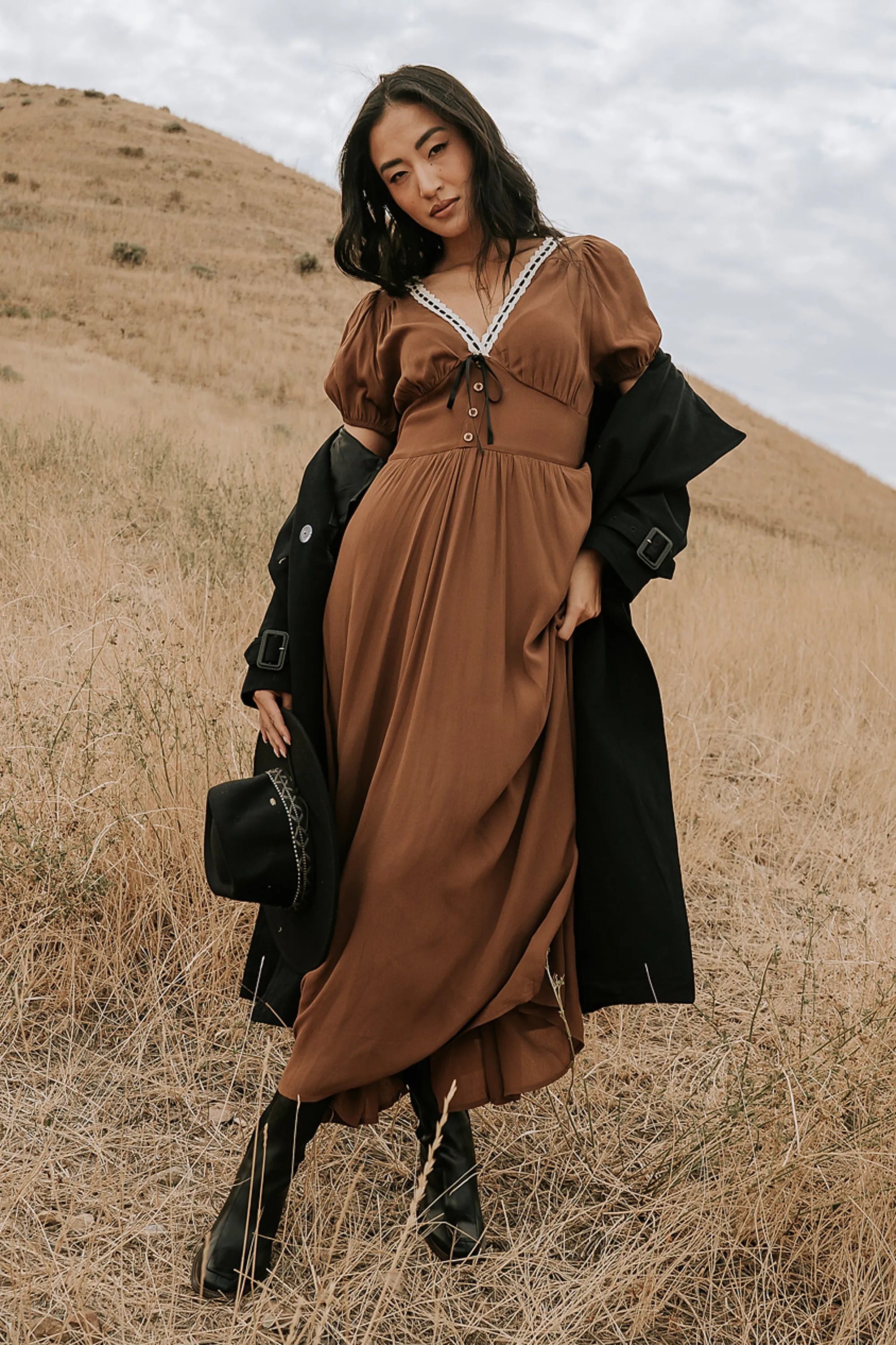 Kaydence Maxi Dress in Brown sold by bohme