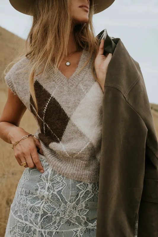 Jessie Sweater Vest in Taupe sold by bohme
