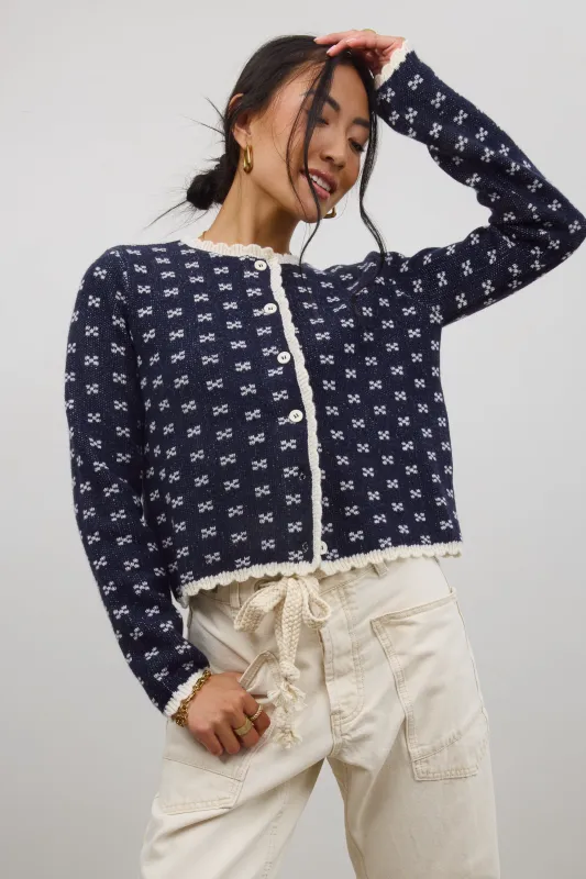 Courtney Scalloped Cardigan in Navy - FINAL SALE sold by bohme