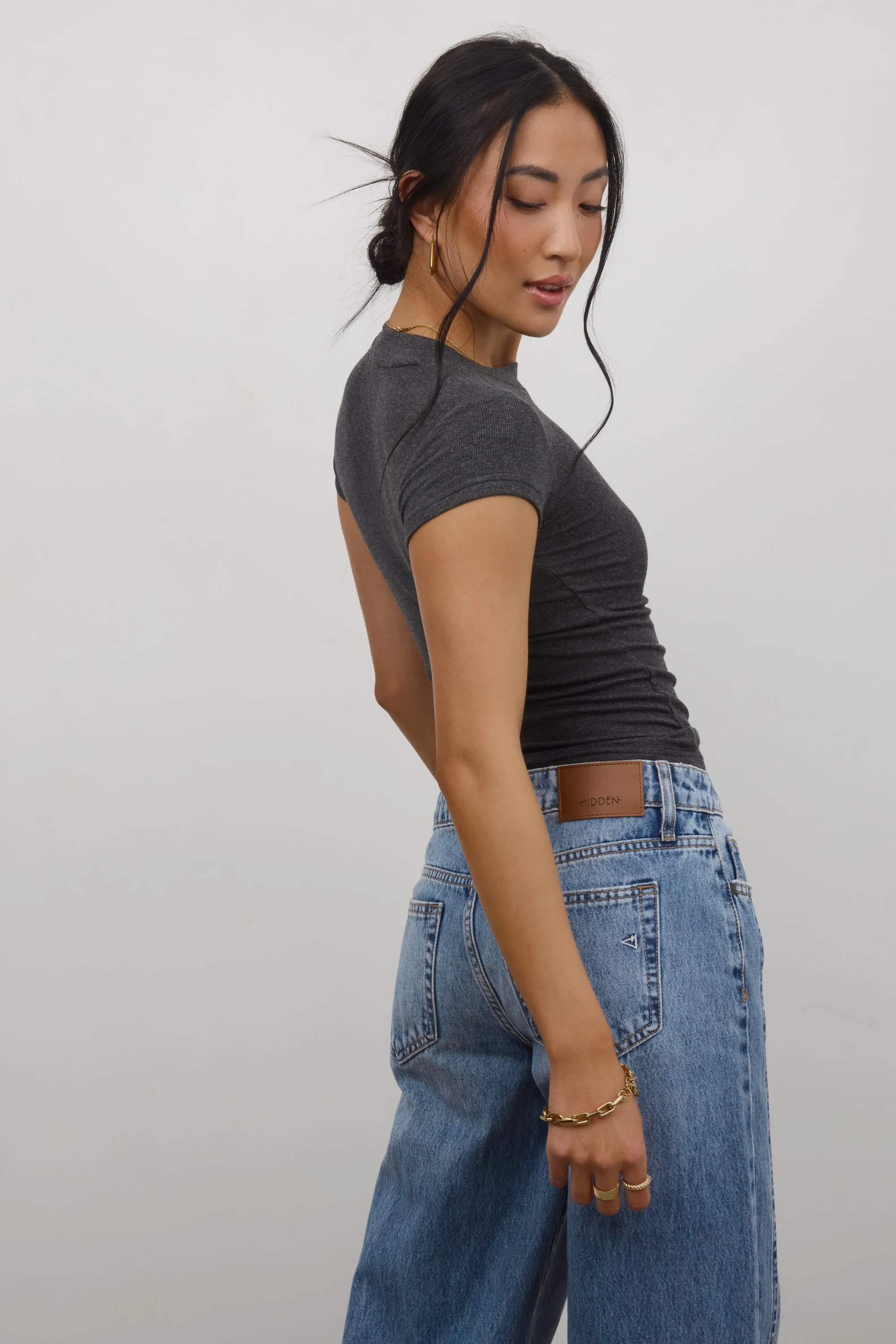 Asher Ribbed Top in Charcoal sold by bohme product image thumbnail 4