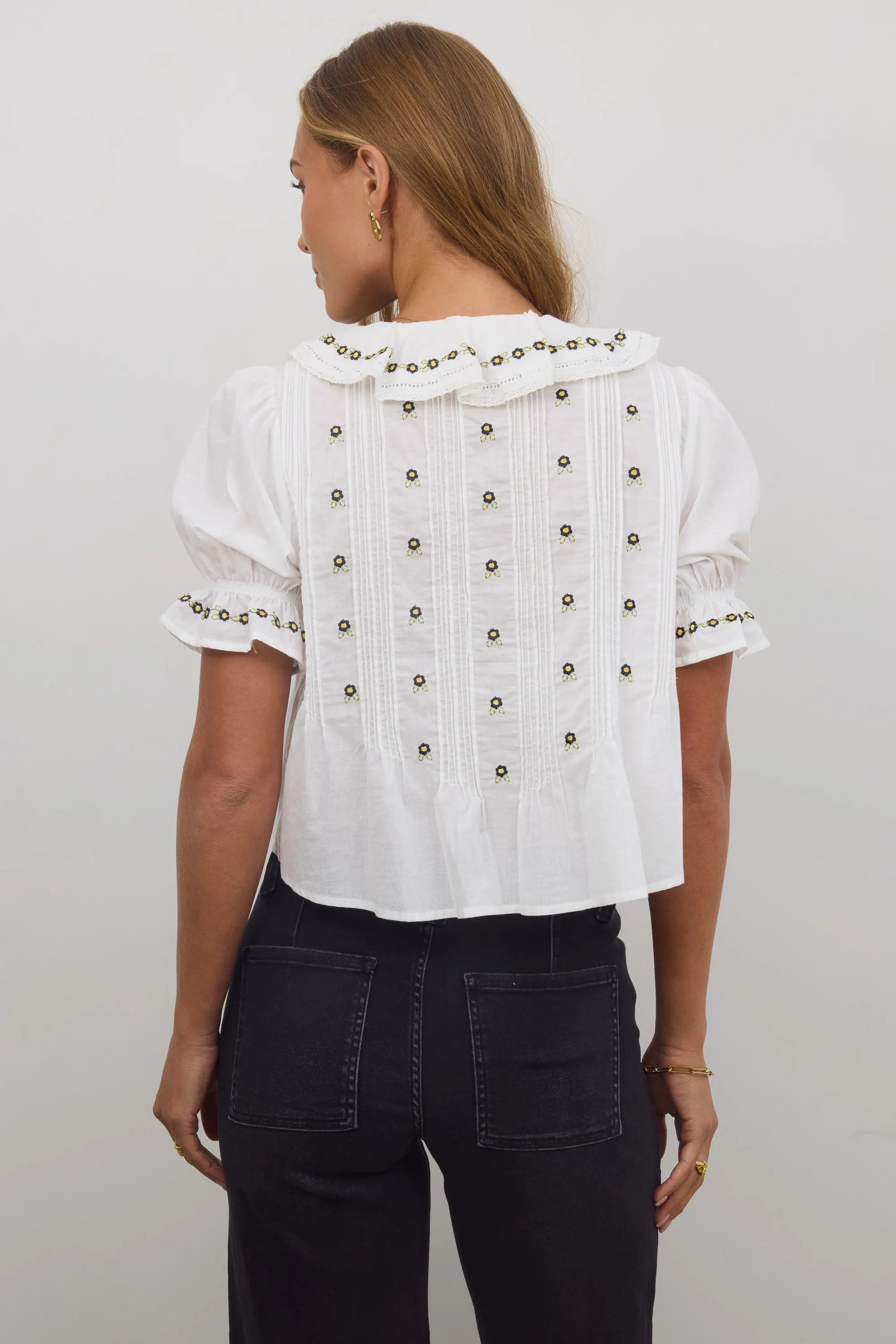 Suzie Embroidered Blouse in Off White sold by bohme product image thumbnail 4