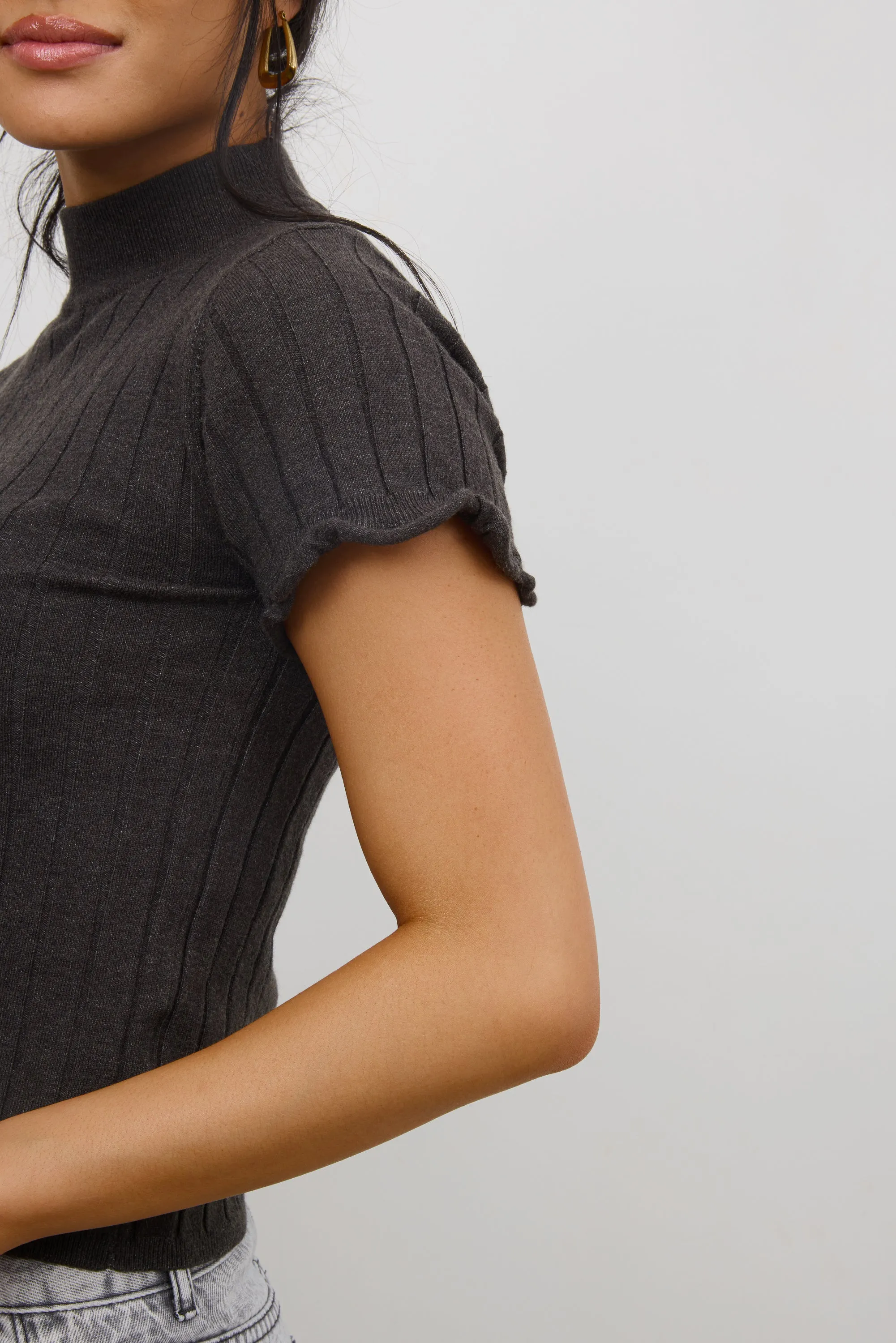 Amara Ribbed Top in Charcoal sold by bohme product image thumbnail 5