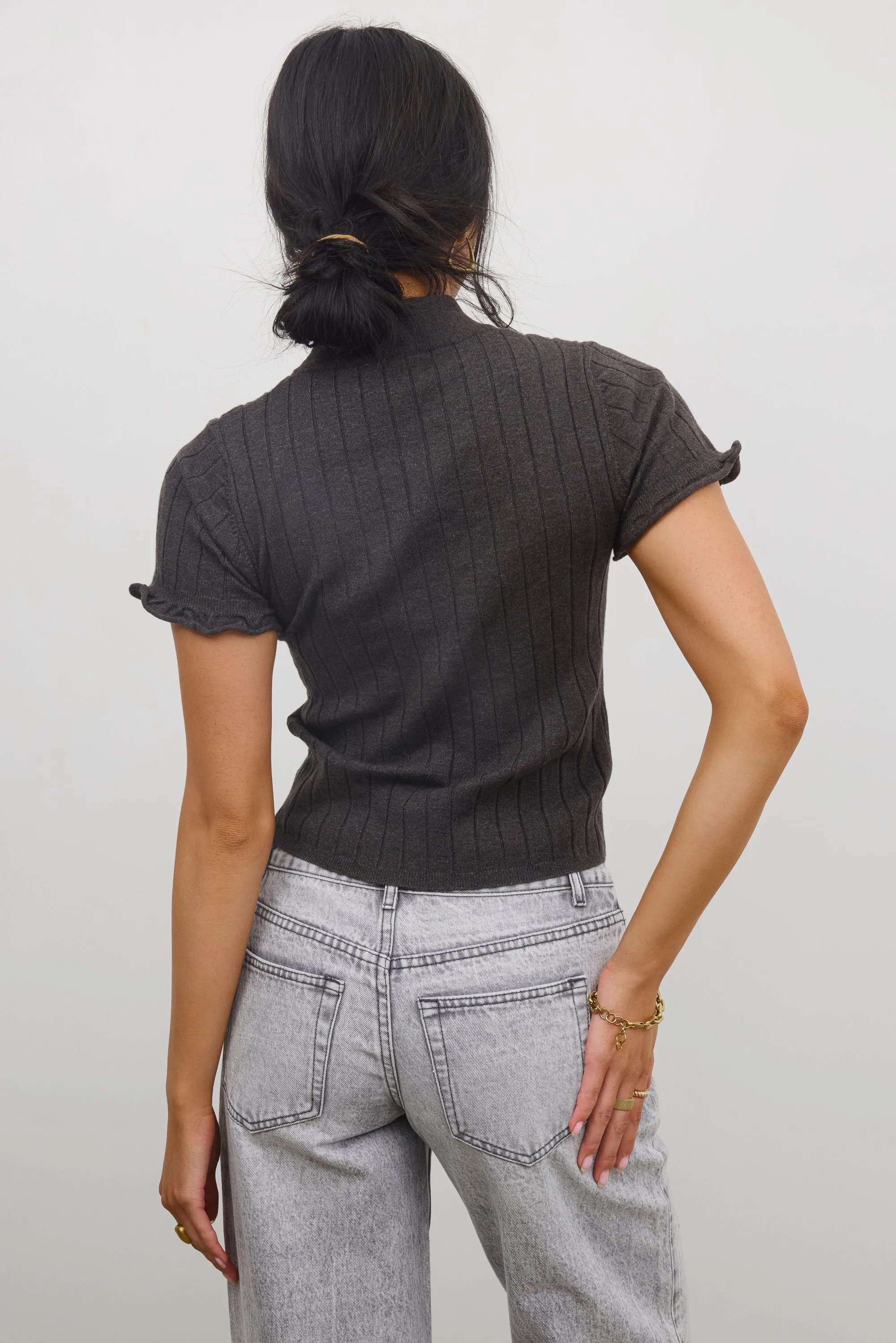 Amara Ribbed Top in Charcoal sold by bohme product image thumbnail 3