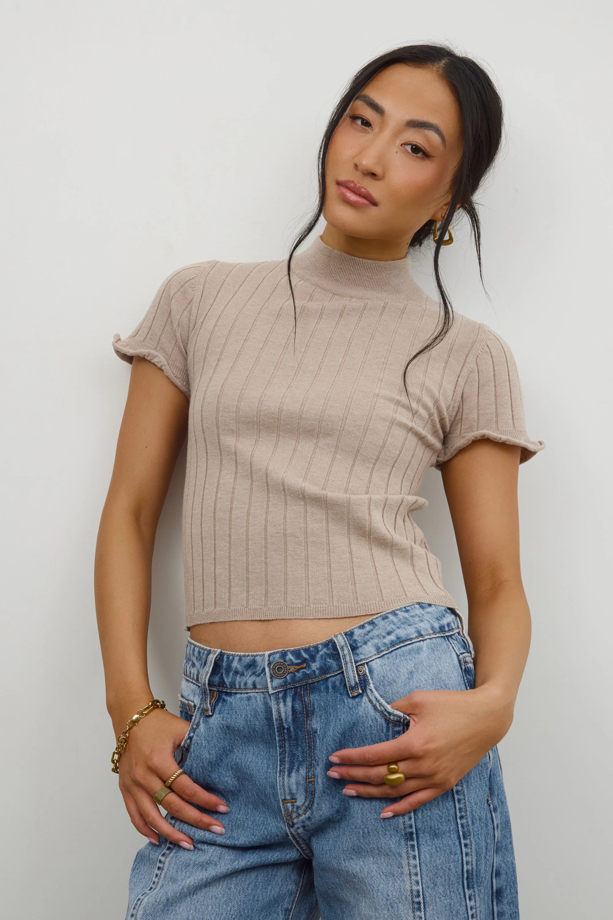 Amara Ribbed Top in Taupe sold by bohme product image thumbnail 5