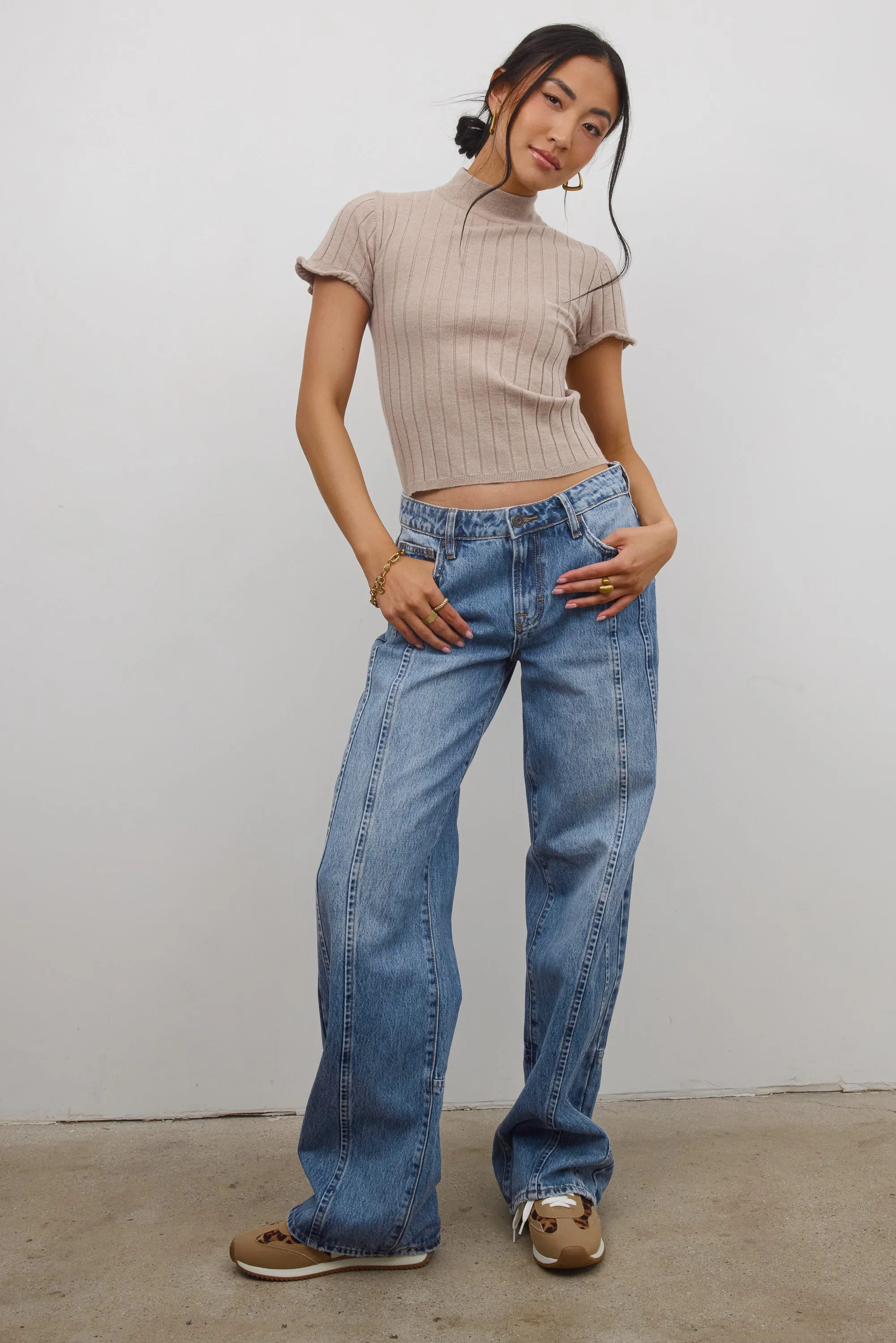 Amara Ribbed Top in Taupe sold by bohme product image thumbnail 3