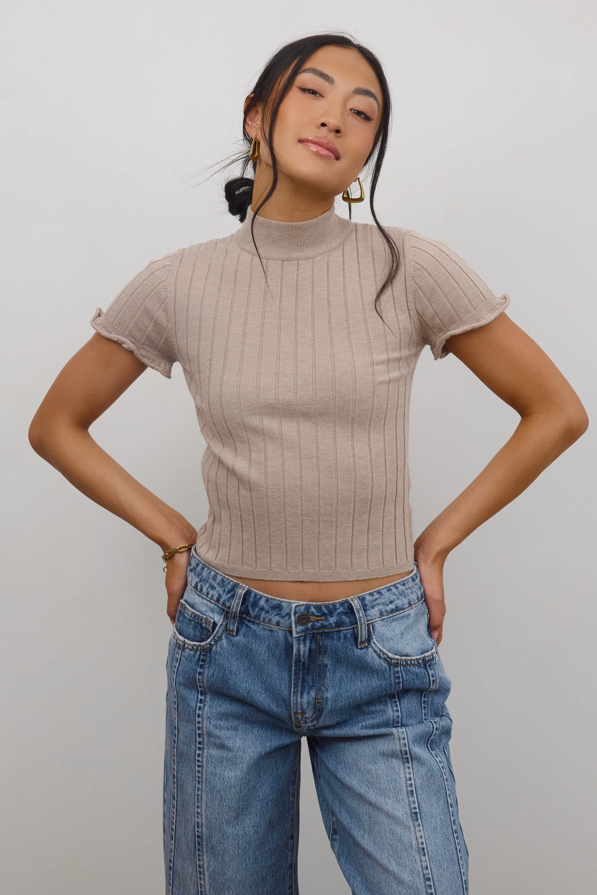 Amara Ribbed Top in Taupe sold by bohme product image thumbnail 4