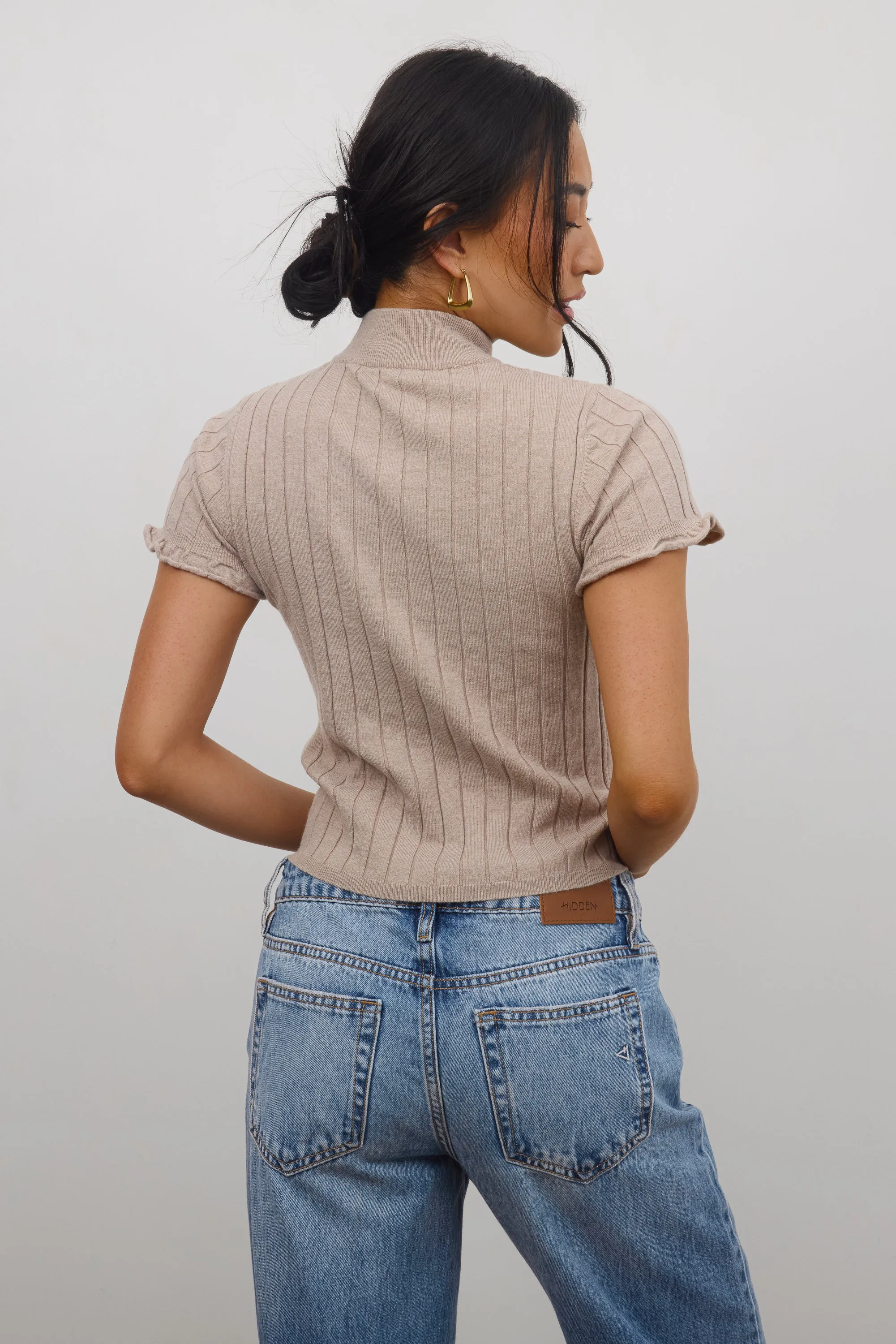 Amara Ribbed Top in Taupe sold by bohme product image thumbnail 2