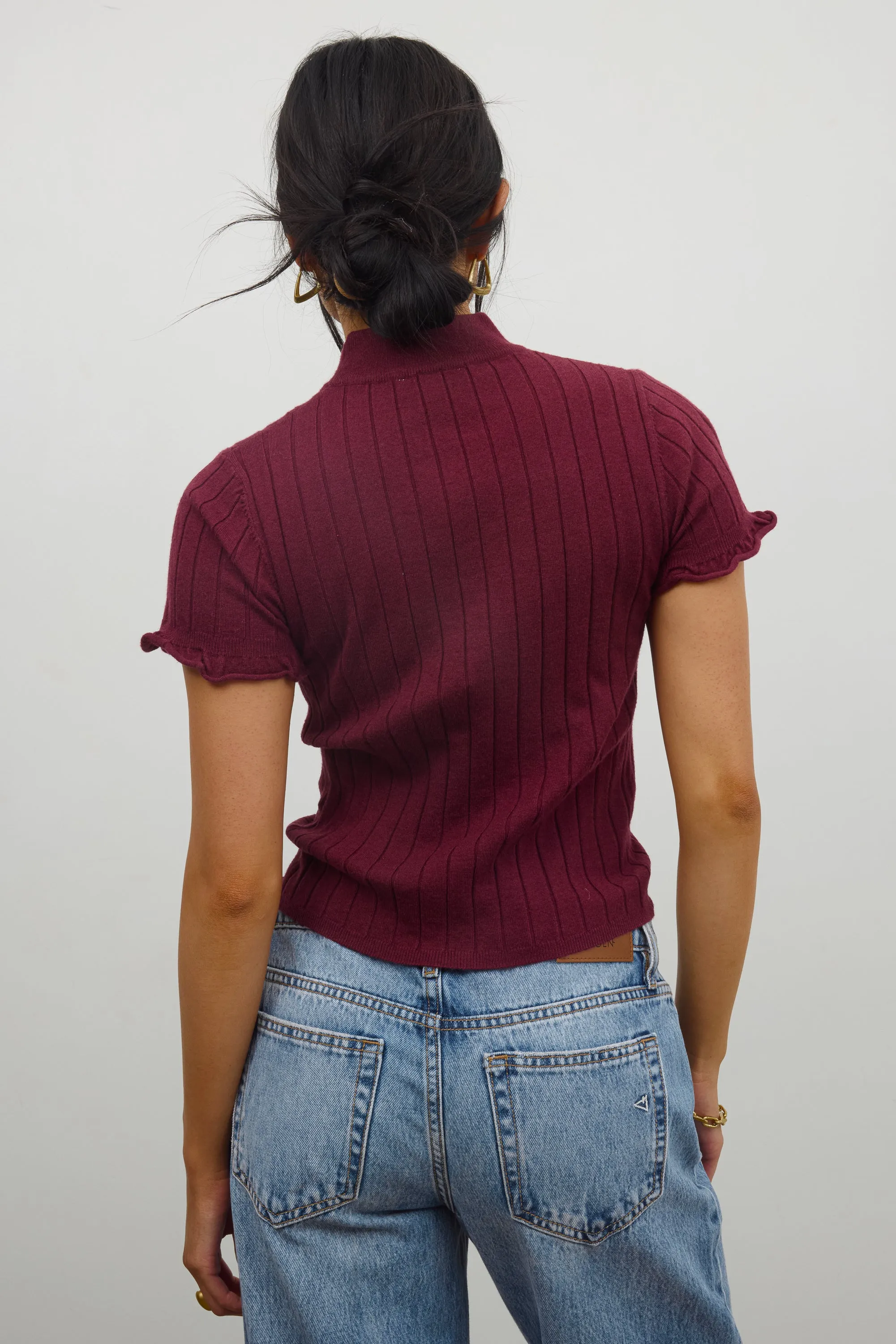Amara Ribbed Top in Burgundy sold by bohme product image thumbnail 2