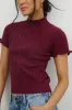 Amara Ribbed Top in Burgundy sold by bohme