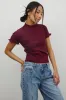Amara Ribbed Top in Burgundy sold by bohme