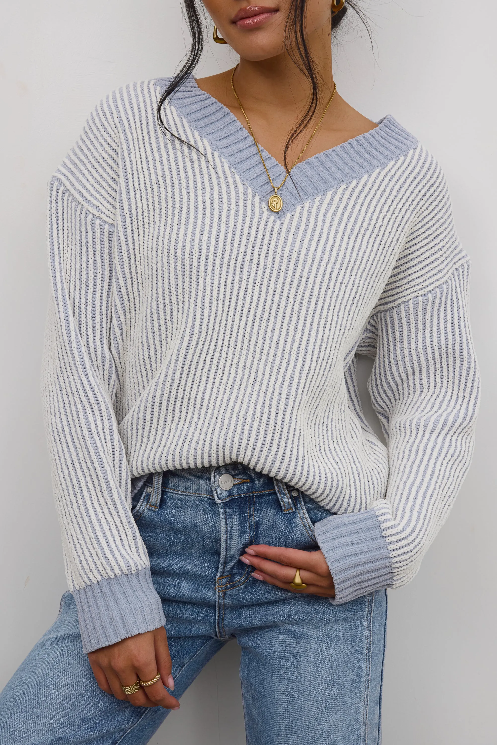 Glinda Knit Sweater in Blue sold by bohme