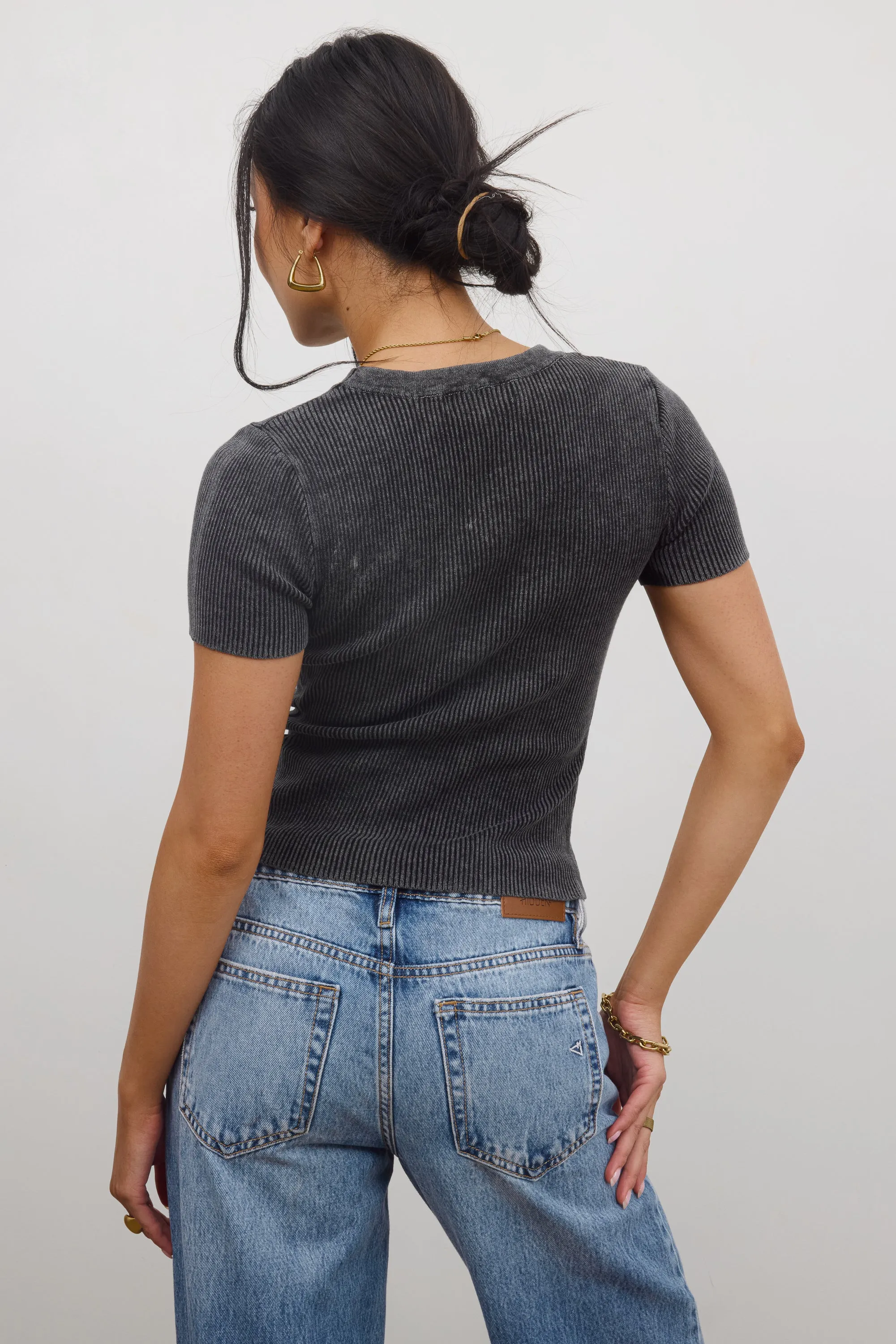 Rome Ribbed Top in Charcoal sold by bohme product image thumbnail 3