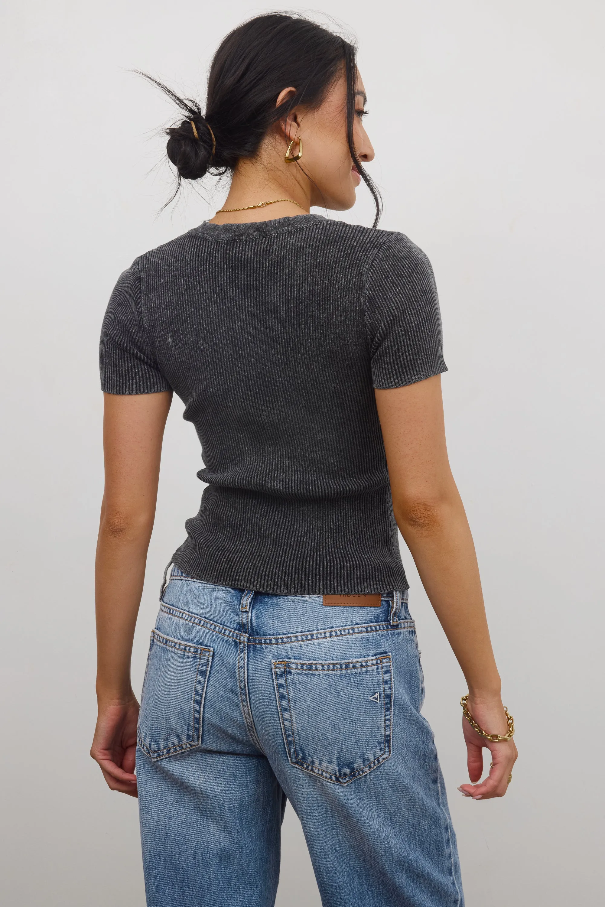 Rome Ribbed Top in Charcoal sold by bohme product image thumbnail 5