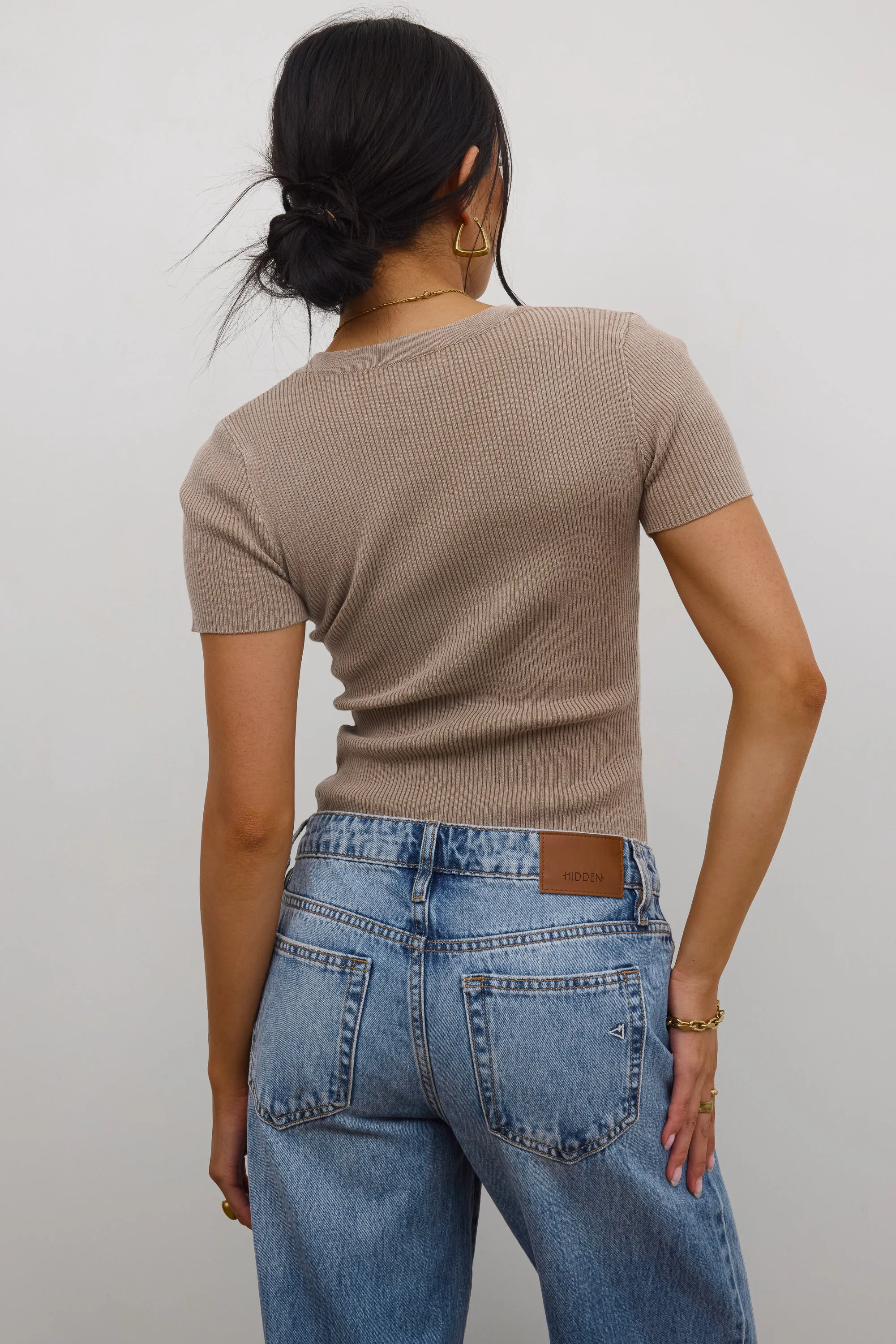 Rome Ribbed Top in Mocha sold by bohme product image thumbnail 2