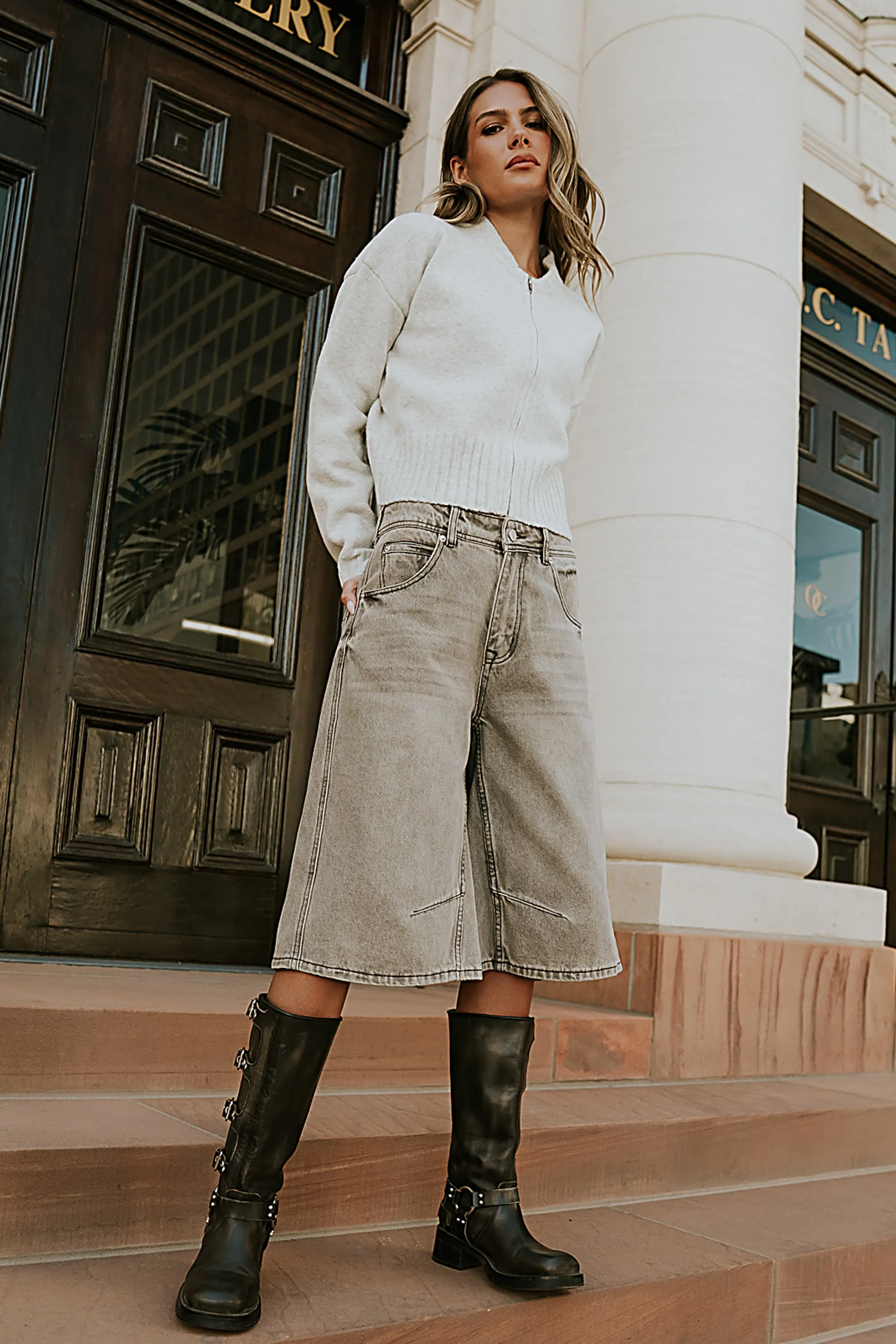 Kelly Knit Bomber Jacket in Grey sold by bohme product image thumbnail 2