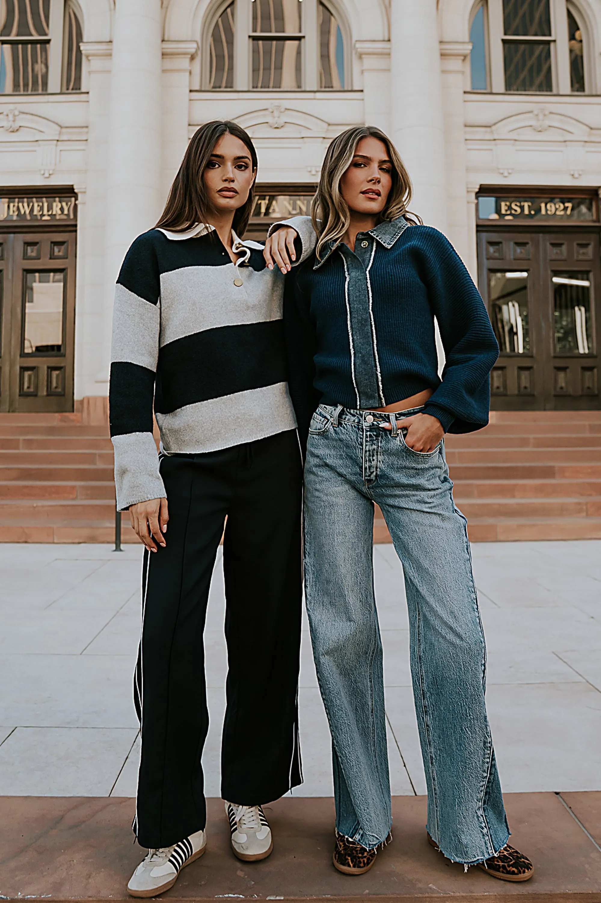 Emily Striped Wide Leg Pants in Navy sold by bohme product image thumbnail 3