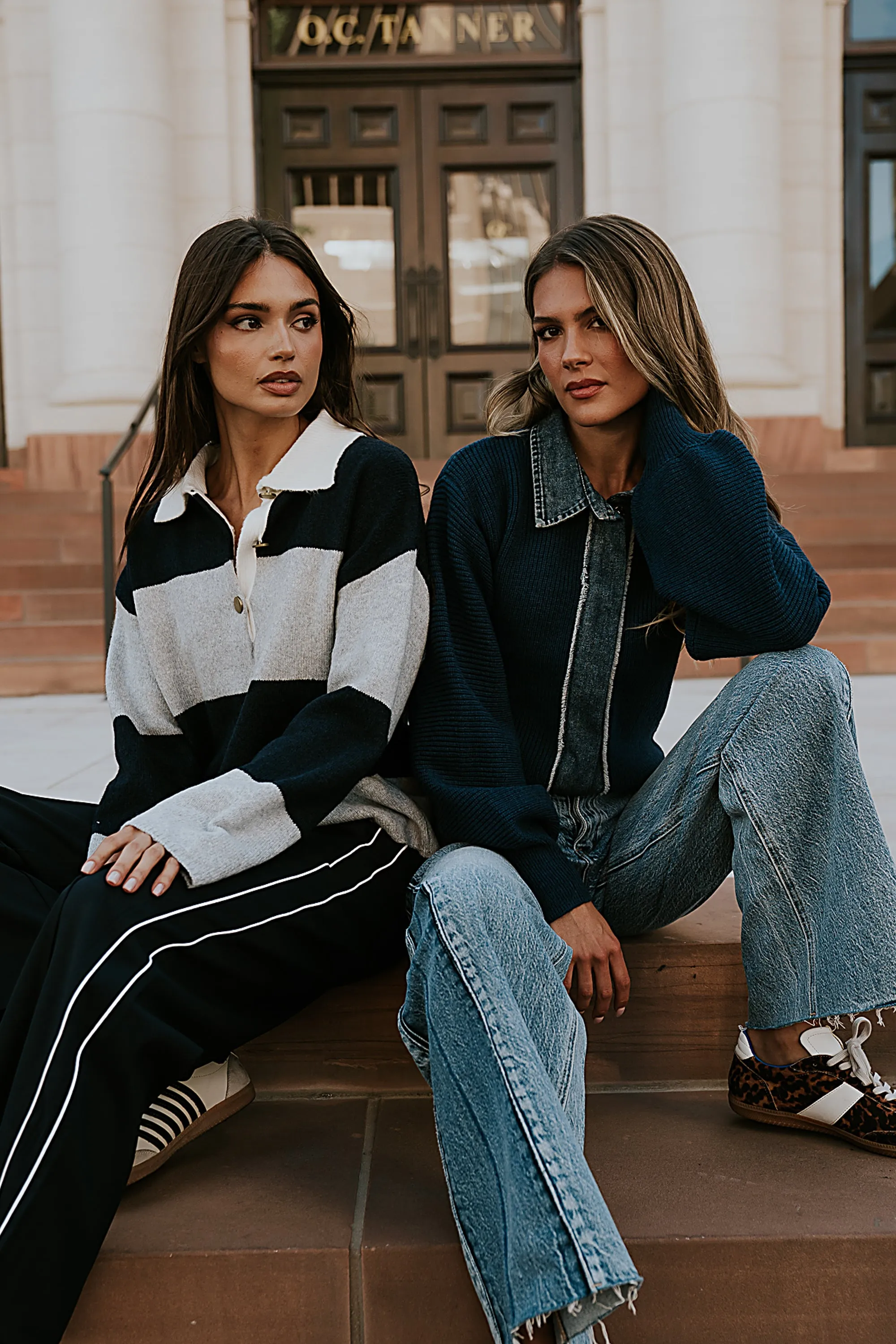 Emily Striped Wide Leg Pants in Navy sold by bohme product image thumbnail 5