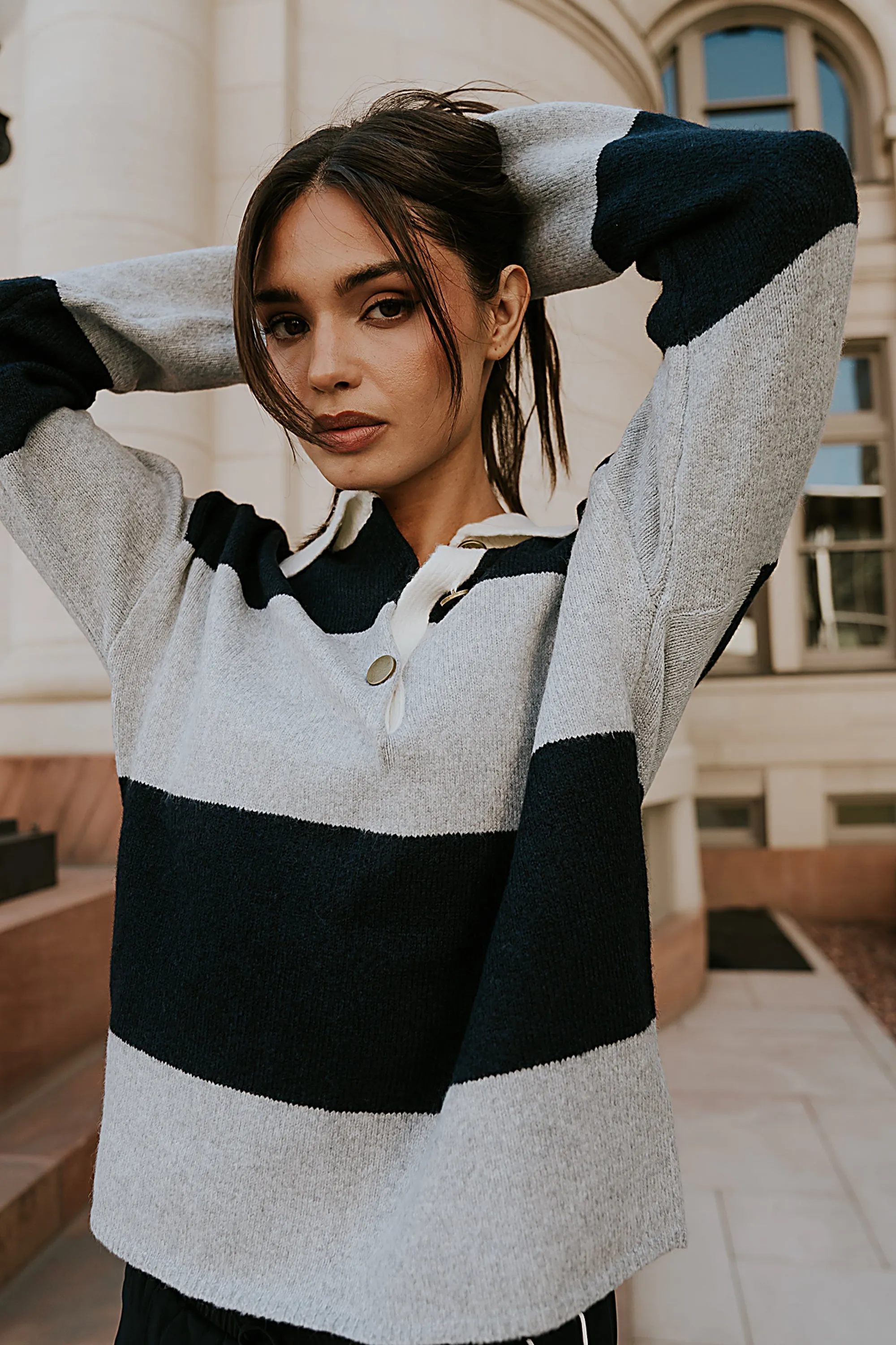 Kenzie Striped Sweater in Navy sold by bohme product image thumbnail 4