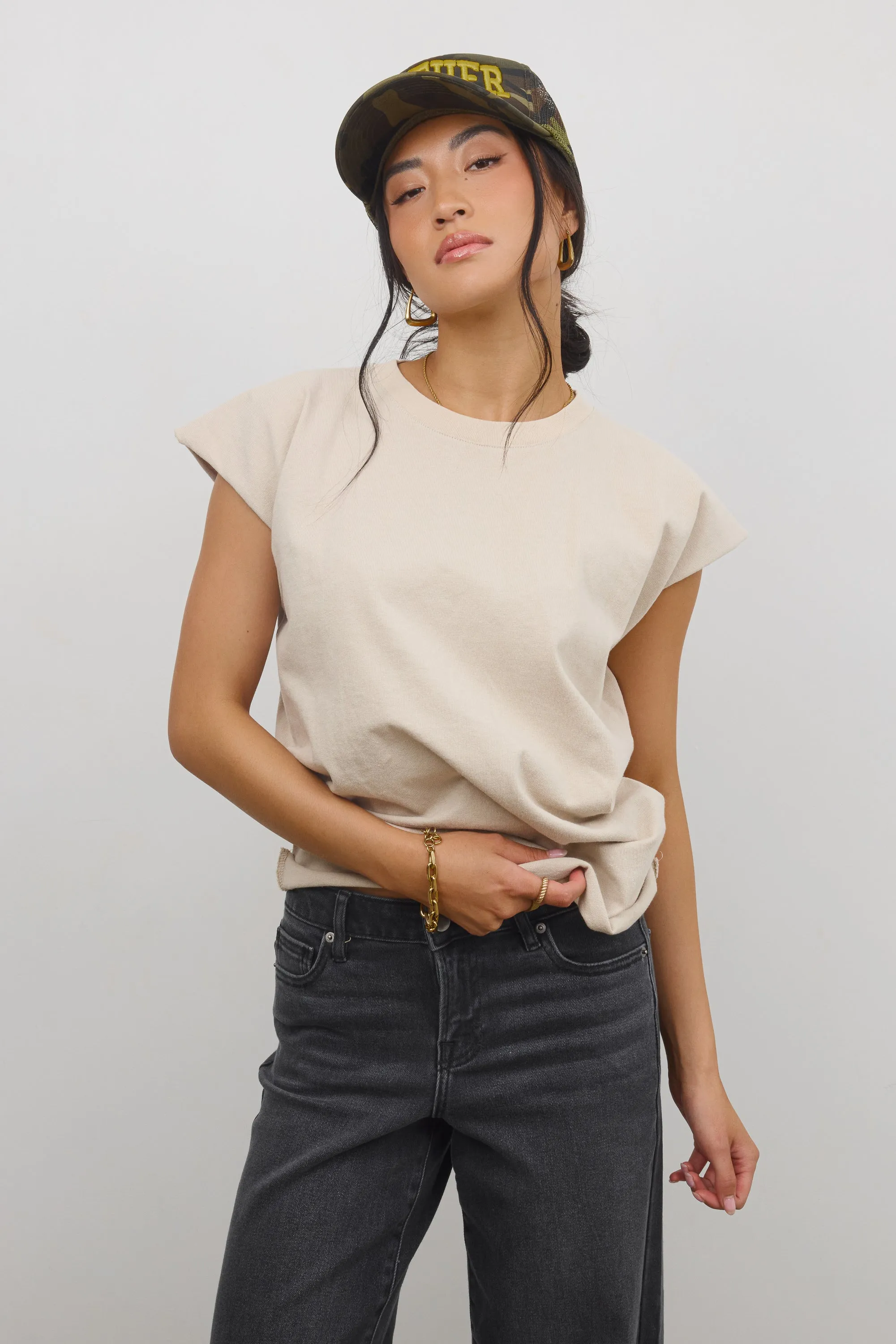 Vinnie Muscle Tee in Beige sold by bohme product image thumbnail 5