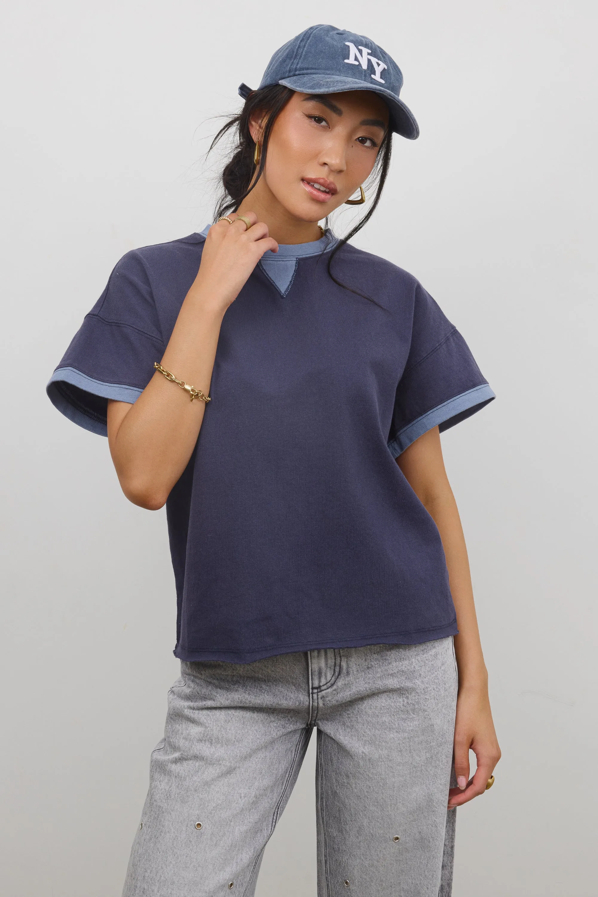 Jace Contrast Tee in Navy sold by bohme product image thumbnail 2