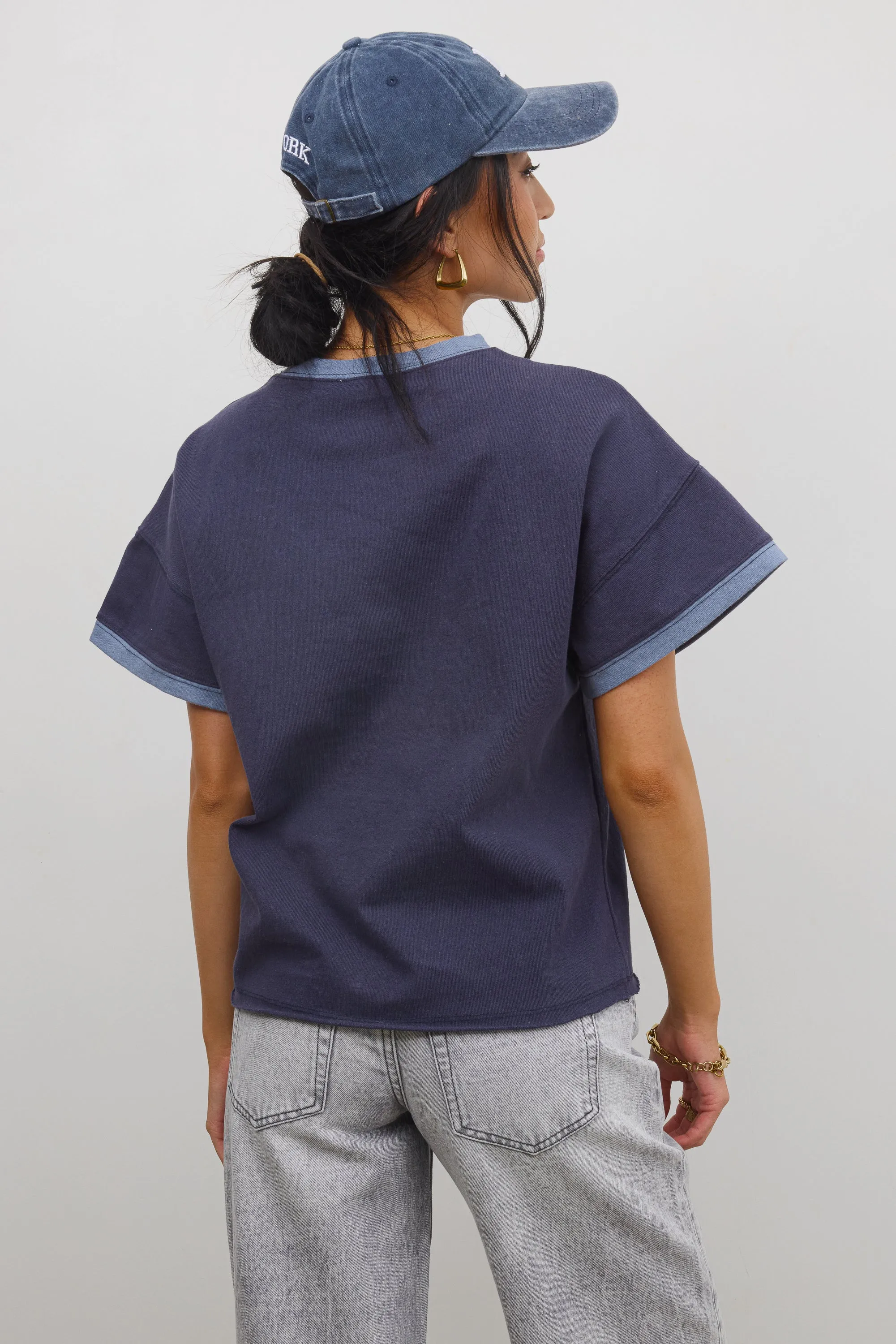 Jace Contrast Tee in Navy sold by bohme product image thumbnail 5