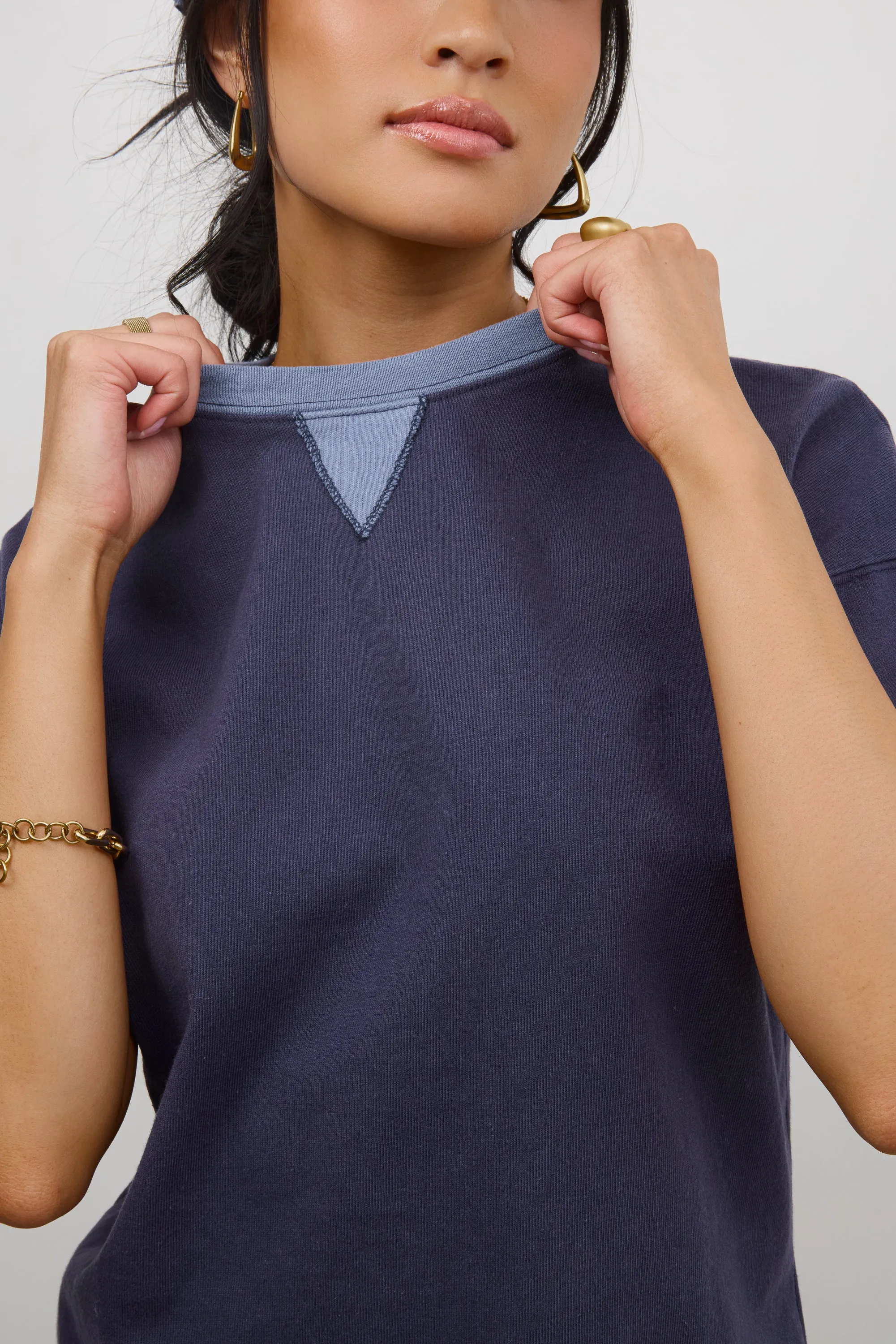 Jace Contrast Tee in Navy sold by bohme