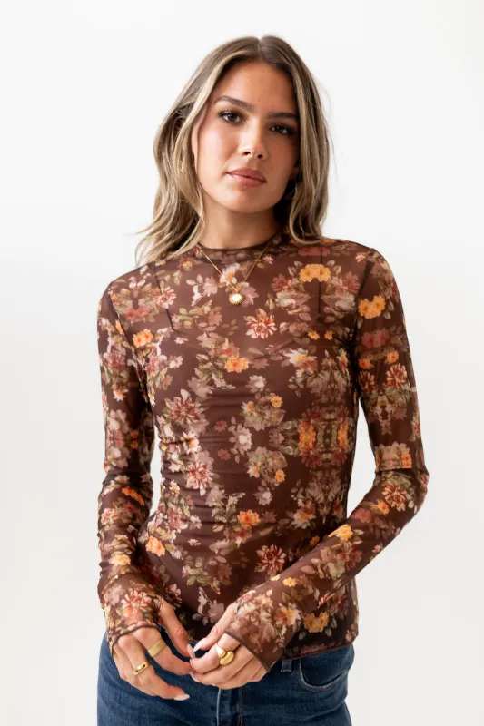 Amari Floral Mesh Top sold by bohme