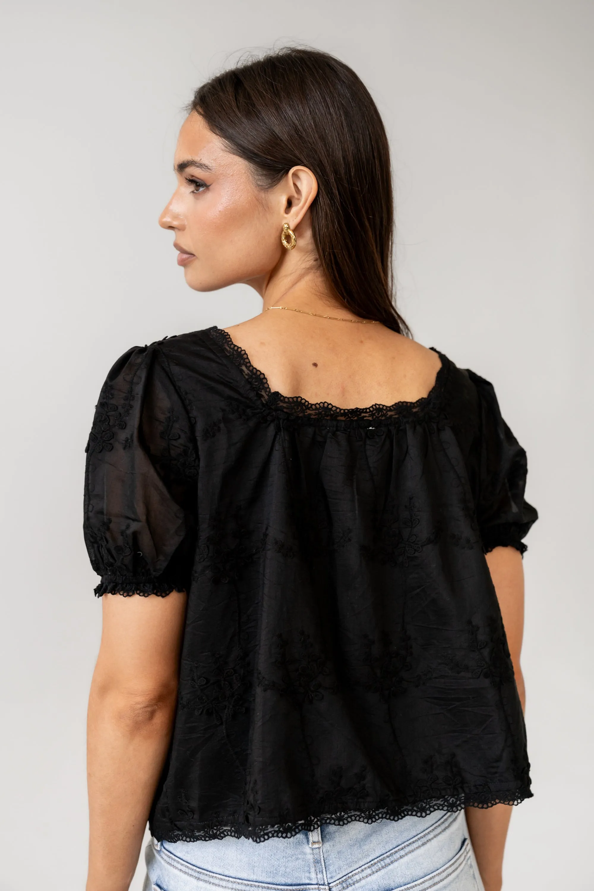 Hadley Embroidered Blouse in Black sold by bohme product image thumbnail 2