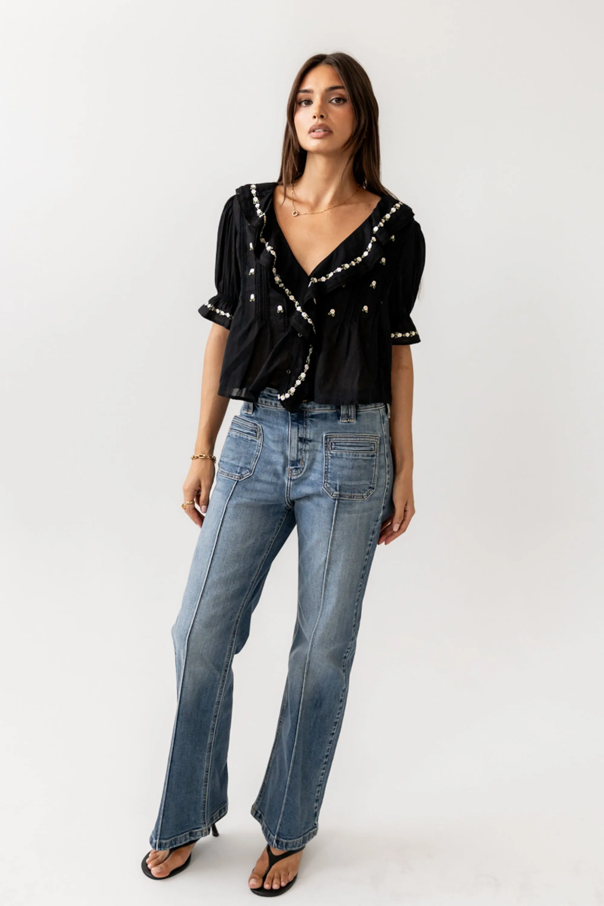 Suzie Embroidered Blouse in Black sold by bohme product image thumbnail 4