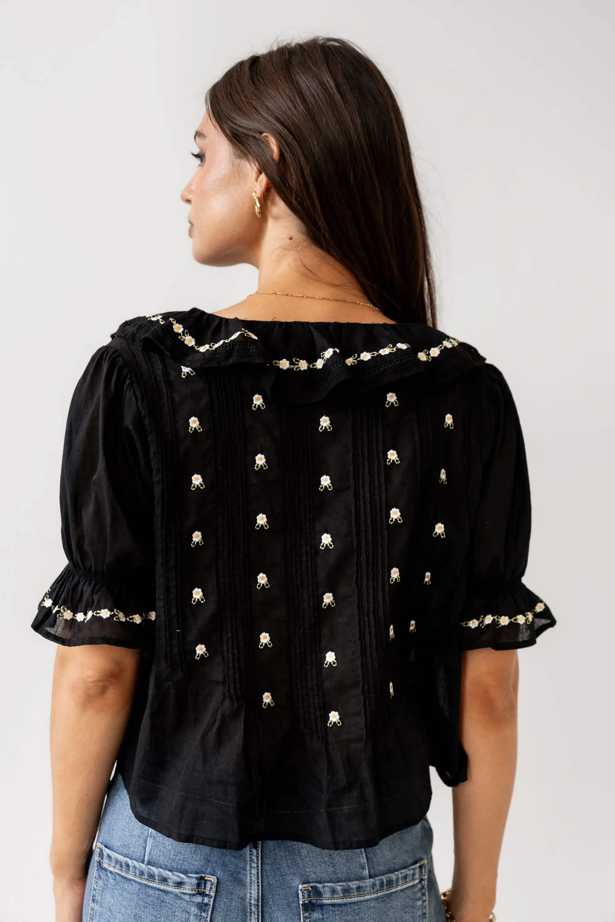 Suzie Embroidered Blouse in Black sold by bohme product image thumbnail 2