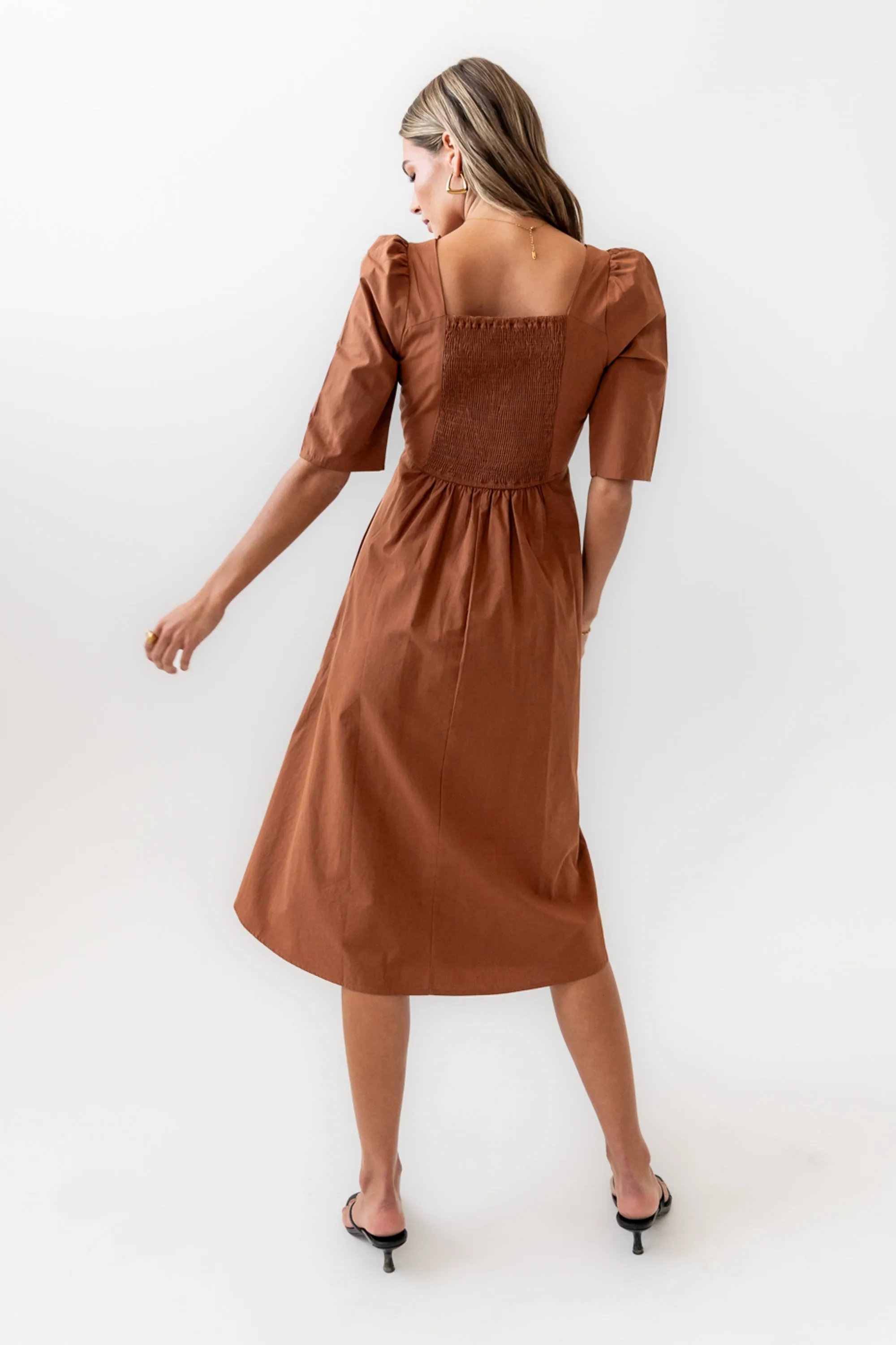 Paisley Smocked Midi Dress in Rust - FINAL SALE sold by bohme product image thumbnail 2